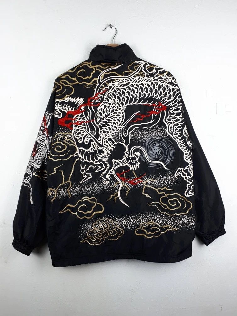 image of Vintage Dragonfly Tattoo Style Yakuza Fullprint Jacket in Black, Men's (Size Large)