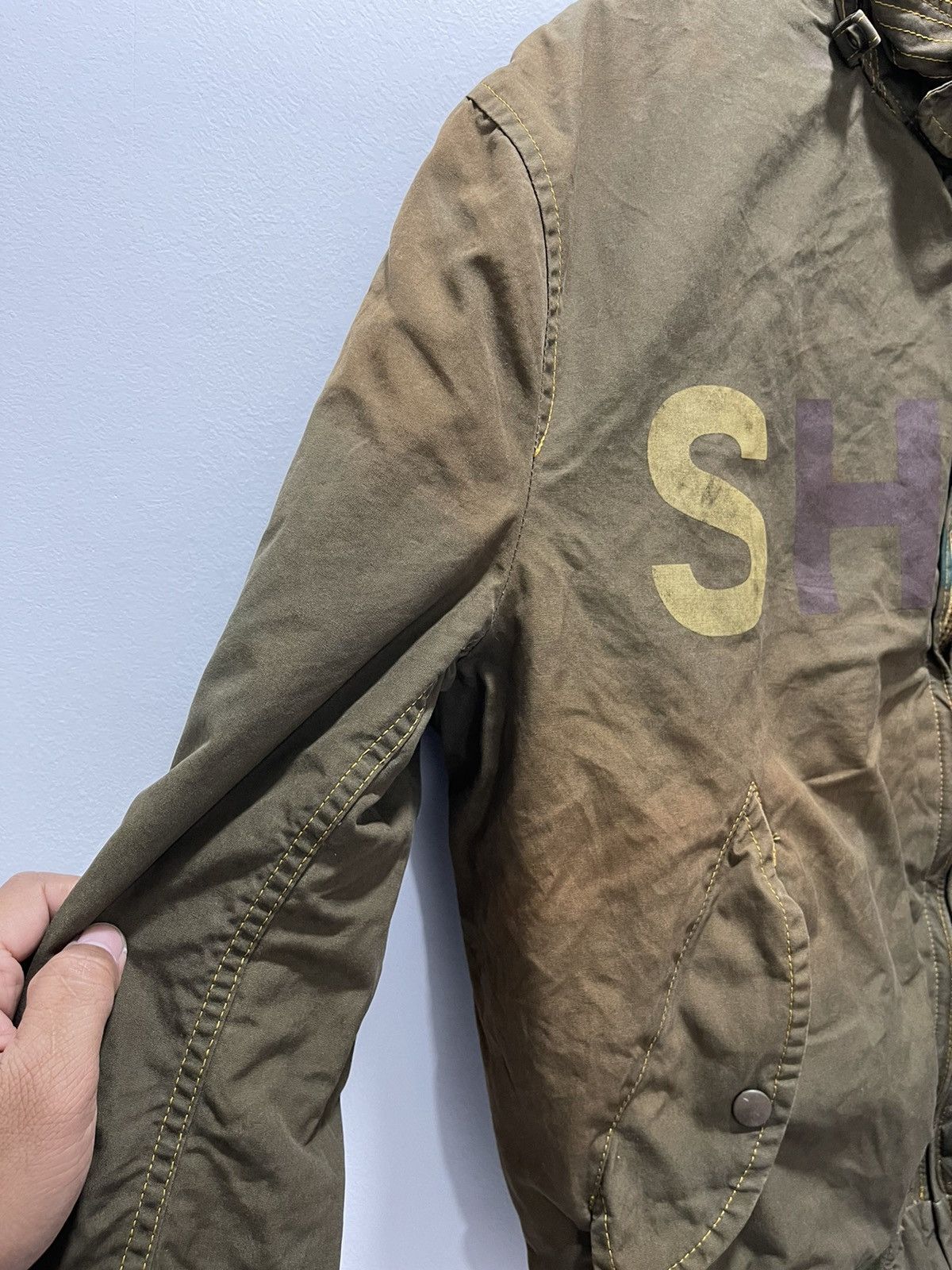 Karl Helmut DISTRESSED DISCOLORED KARL HELMUT BEAR LOGO BOMBER JACKET Size US M / EU 48-50 / 2 - 16 Thumbnail