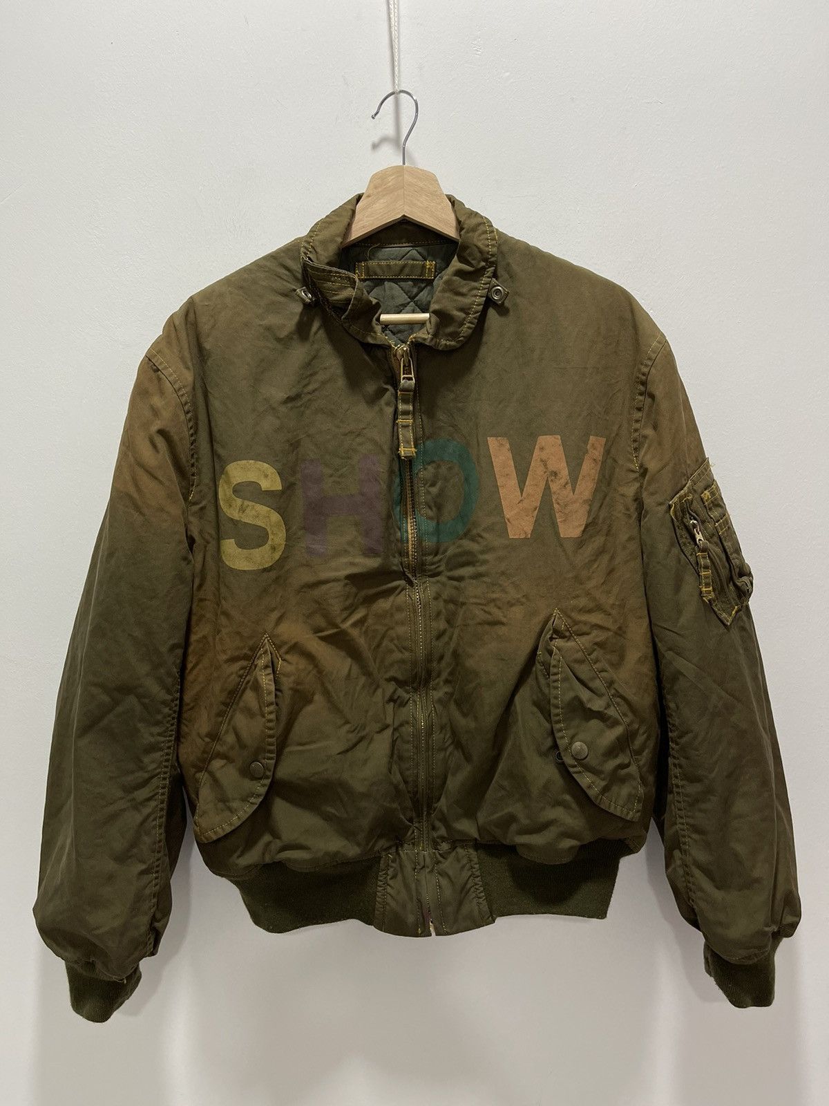 Karl Helmut DISTRESSED DISCOLORED KARL HELMUT BEAR LOGO BOMBER JACKET Size US M / EU 48-50 / 2 - 9 Thumbnail