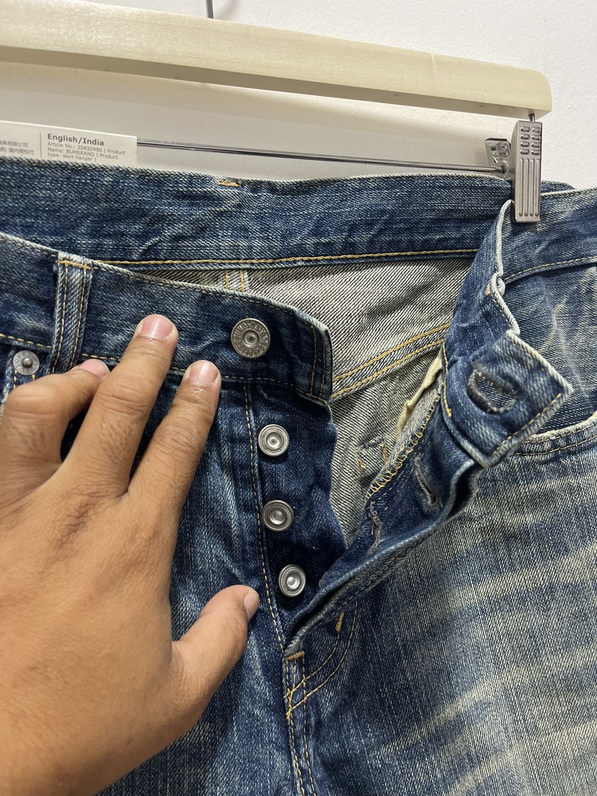 Japanese Brand × Vintage VINTAGE DENIM JAPANESE DESIGN NON SELVEDGE WASHED BLUE JEANS Size US 32 / EU 48 - 8 Thumbnail