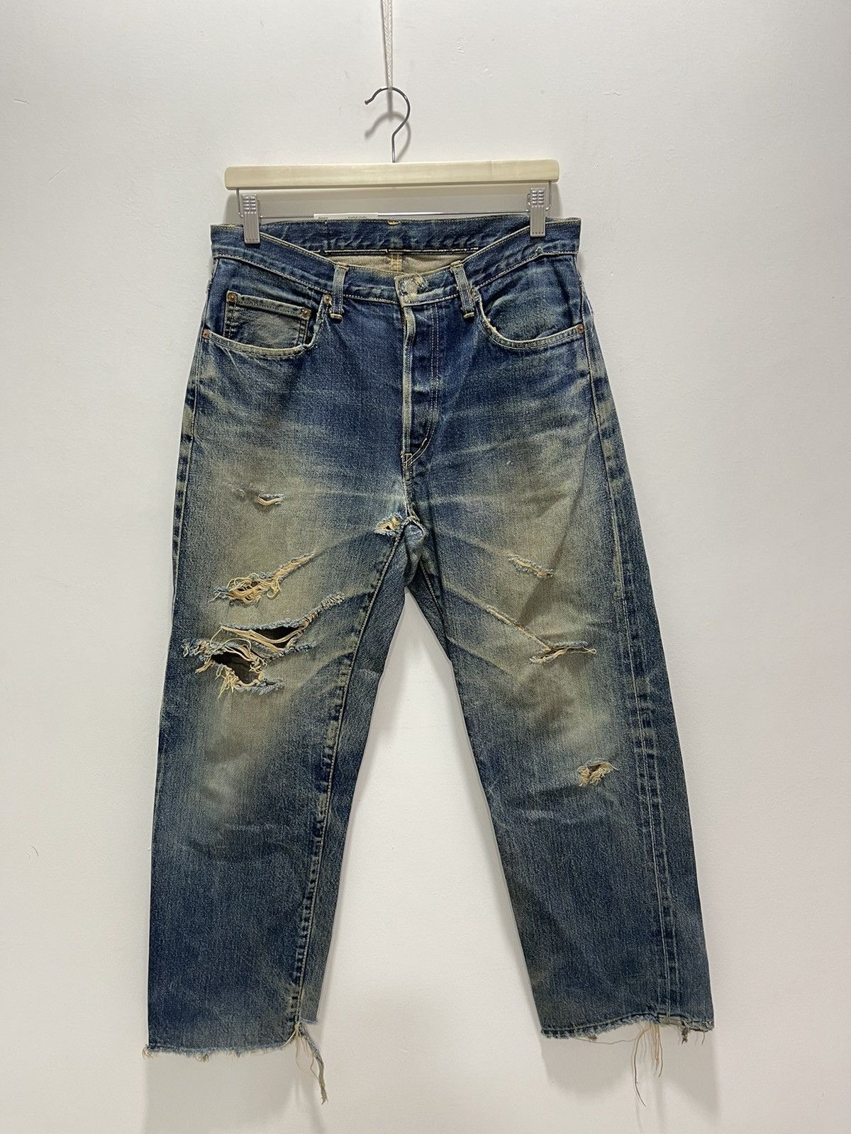 Japanese Brand DISTRESSED JAPANESE HR MARKET SELVEDGE DENIM JEANS Size US 31 - 2 Thumbnail