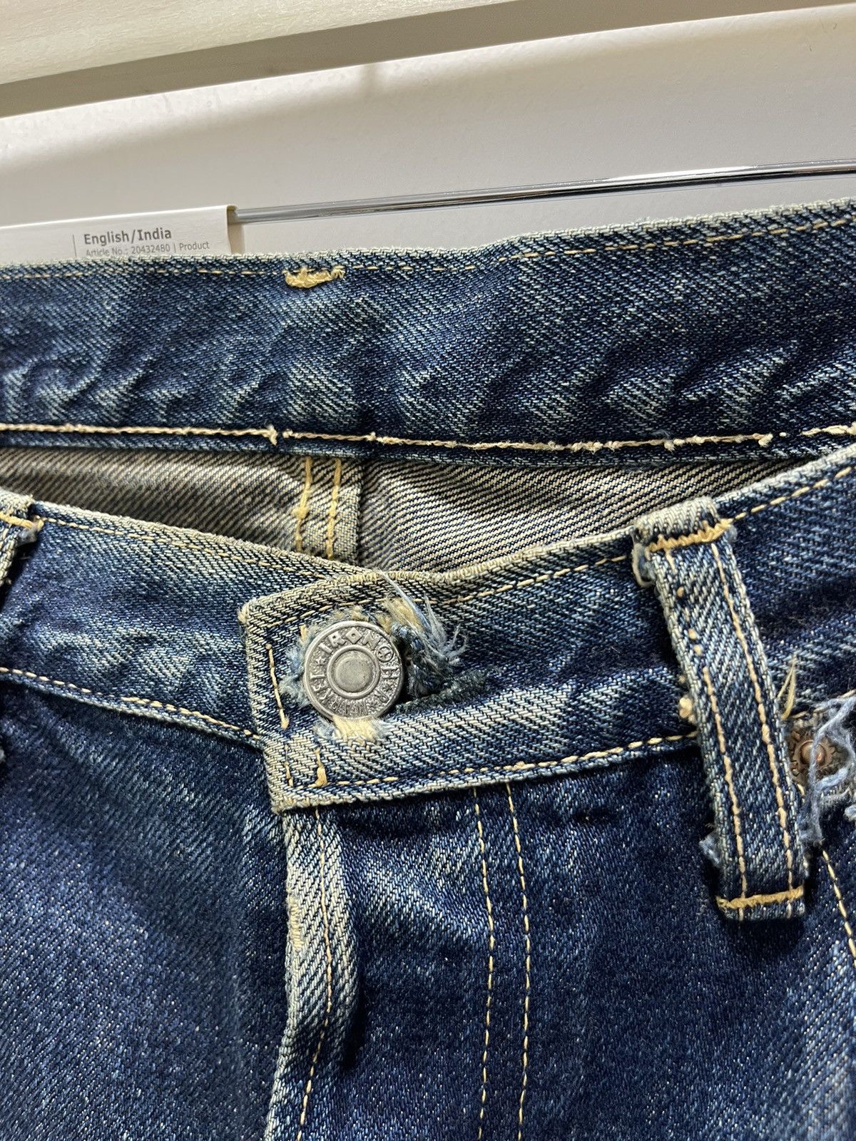 Japanese Brand DISTRESSED JAPANESE HR MARKET SELVEDGE DENIM JEANS Size US 31 - 11 Thumbnail