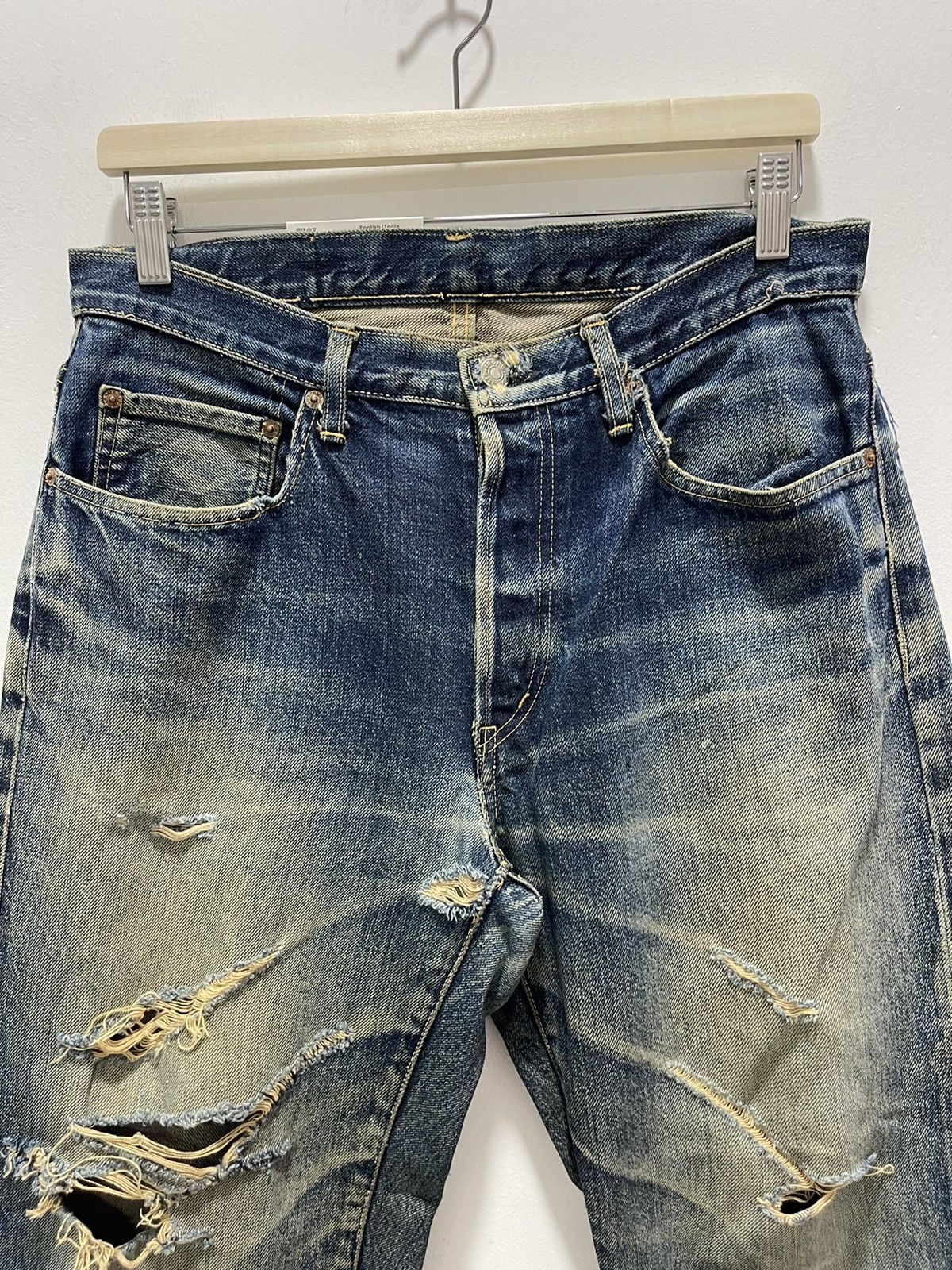 Japanese Brand DISTRESSED JAPANESE HR MARKET SELVEDGE DENIM JEANS Size US 31 - 5 Thumbnail