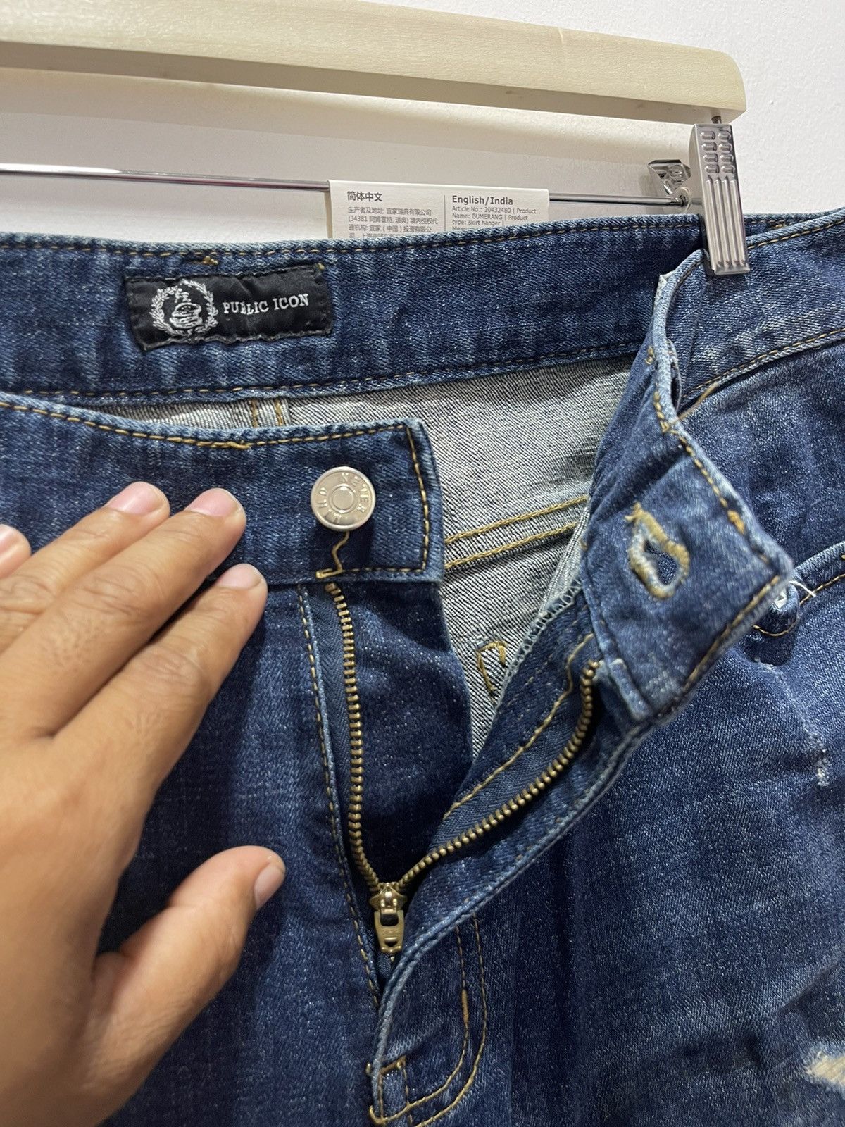 Japanese Brand × Vintage JAPANESE PUBLIC ICON STRETCHABLE RIPPED SKINNY DISTRESSED Size US 34 / EU 50 - 9 Thumbnail