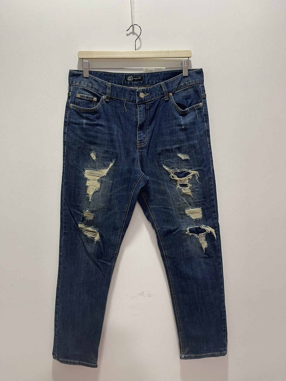 Japanese Brand × Vintage JAPANESE PUBLIC ICON STRETCHABLE RIPPED SKINNY DISTRESSED Size US 34 / EU 50 - 1 Thumbnail
