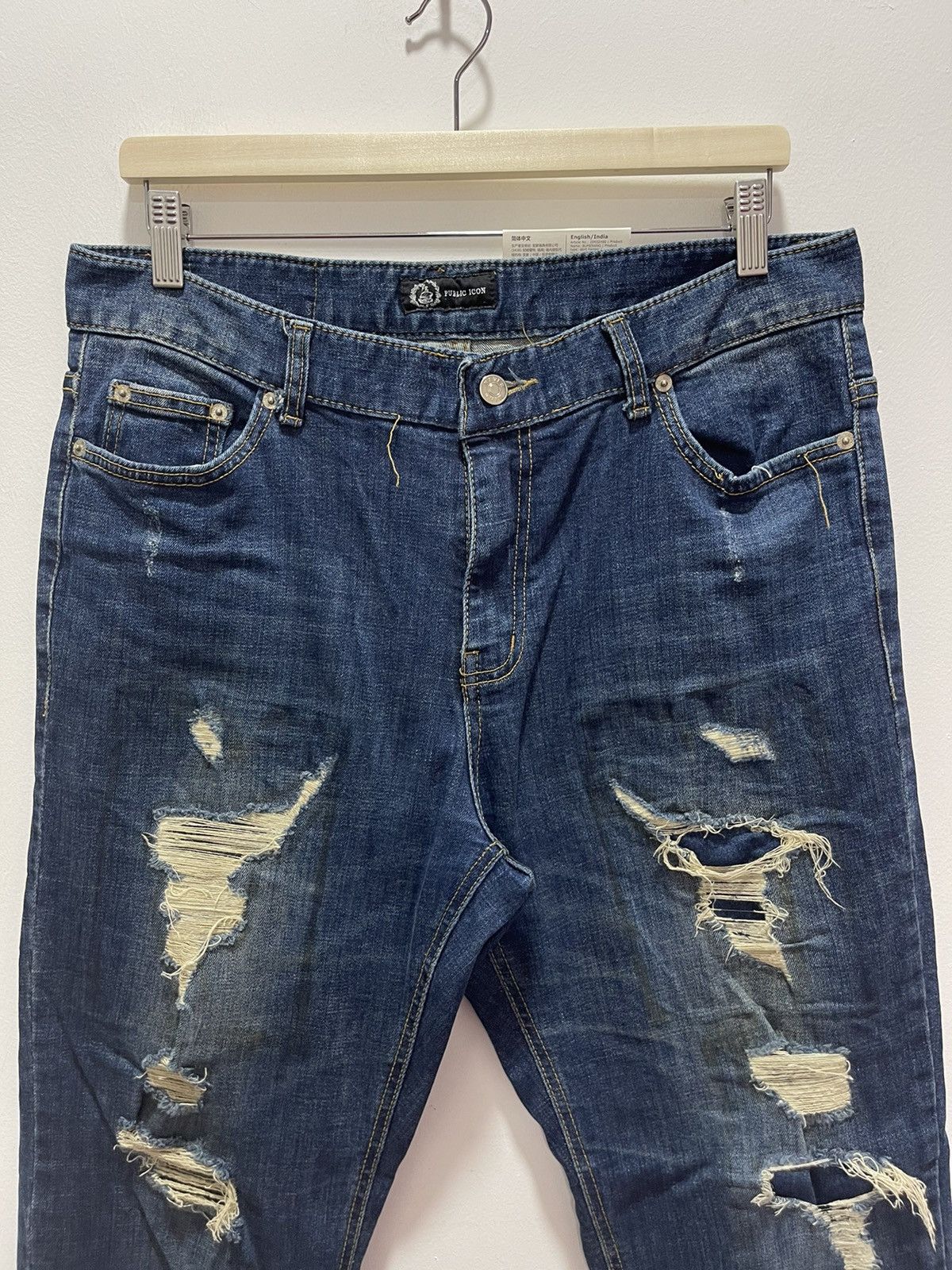 Japanese Brand × Vintage JAPANESE PUBLIC ICON STRETCHABLE RIPPED SKINNY DISTRESSED Size US 34 / EU 50 - 4 Thumbnail