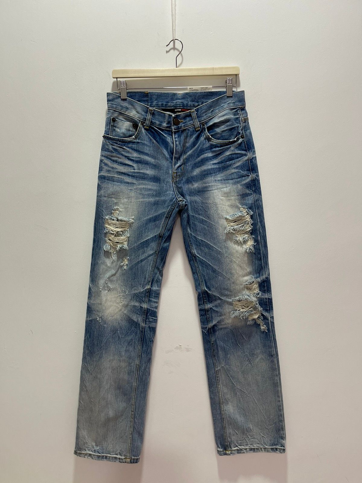 Pre-owned Distressed Denim X Vintage Bendevis Ripped Style Washed Blue Distressed Jeans In Blue Wash