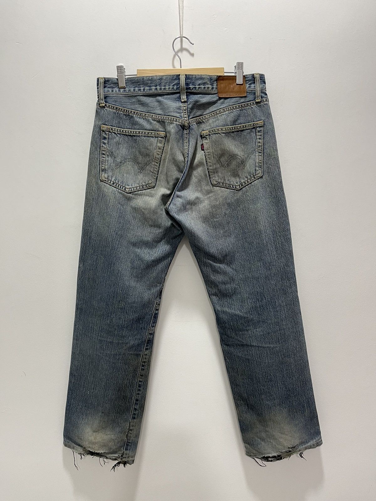 image of Japanese Edwin 503 Faded Distressed Denim Jeans, Men's (Size 32)