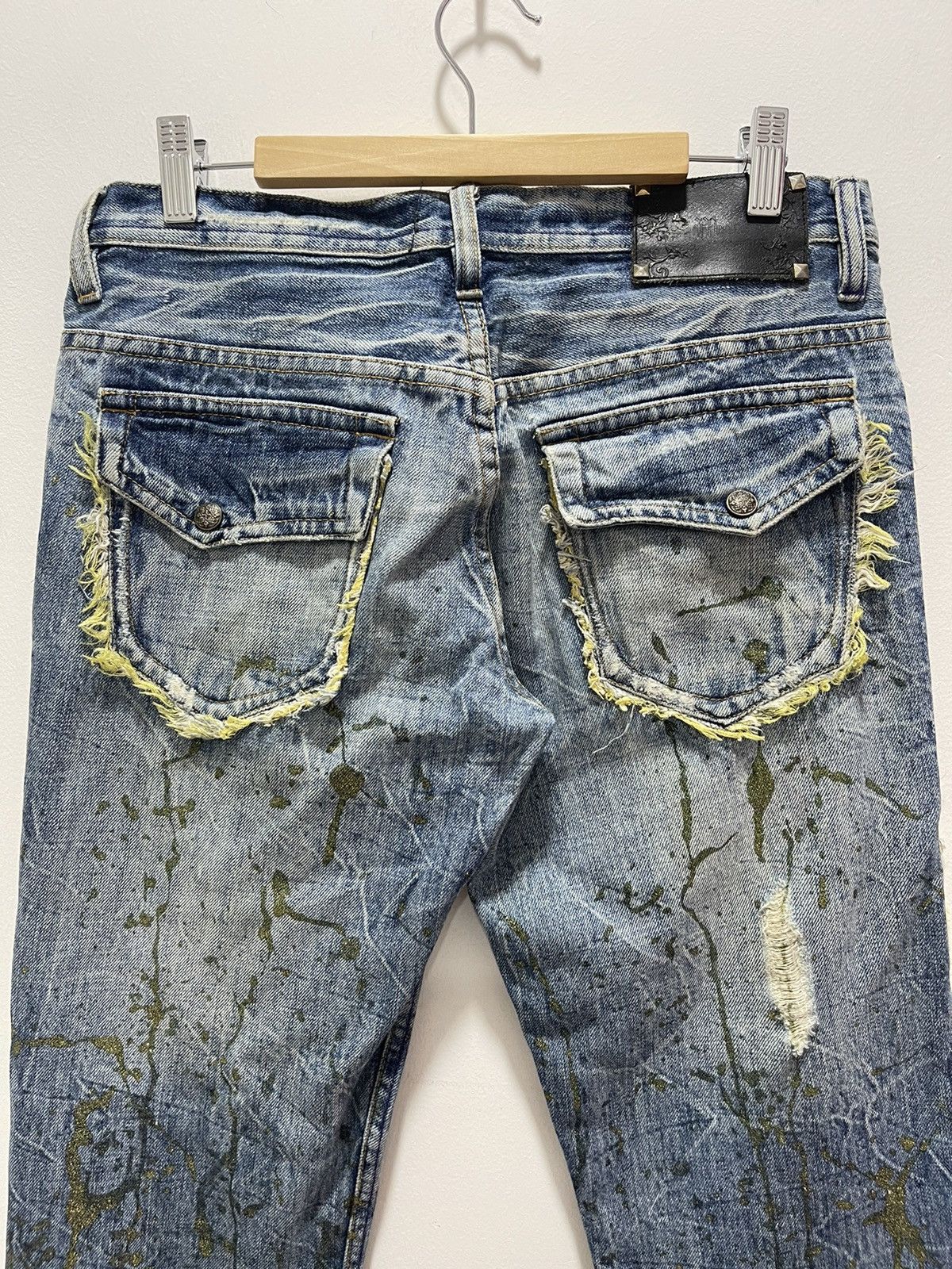 If Six Was Nine × Vintage JAPANESE RIPS SPLATTER GOLD FLARED LEG DISTRESSED JEANS Size US 30 / EU 46 - 12 Thumbnail