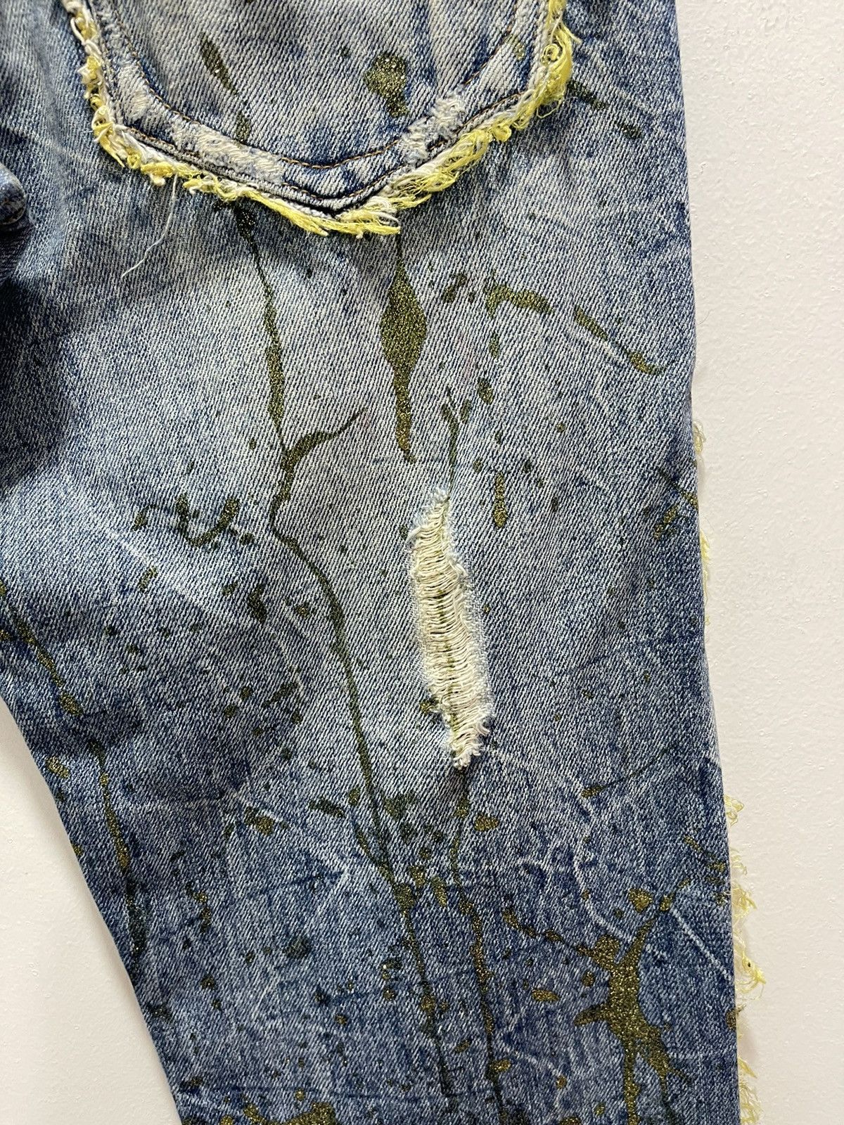 If Six Was Nine × Vintage JAPANESE RIPS SPLATTER GOLD FLARED LEG DISTRESSED JEANS Size US 30 / EU 46 - 15 Thumbnail