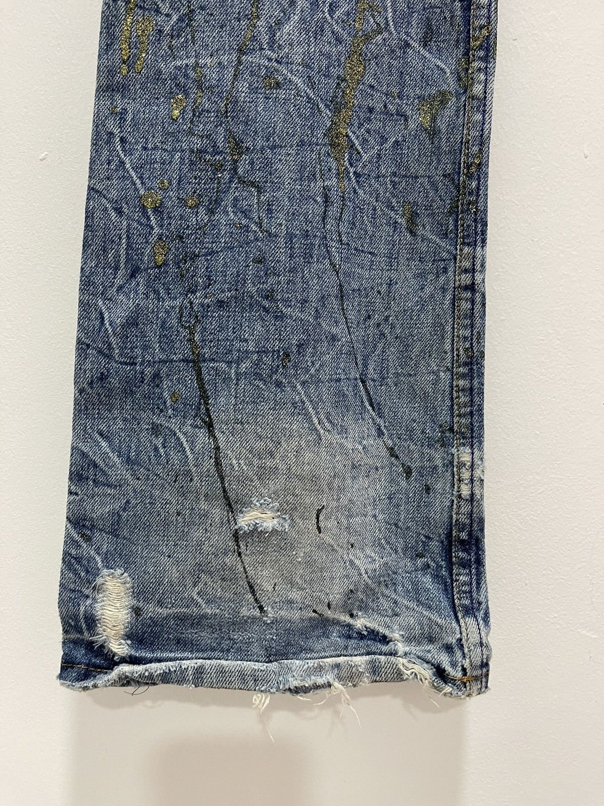 If Six Was Nine × Vintage JAPANESE RIPS SPLATTER GOLD FLARED LEG DISTRESSED JEANS Size US 30 / EU 46 - 14 Thumbnail