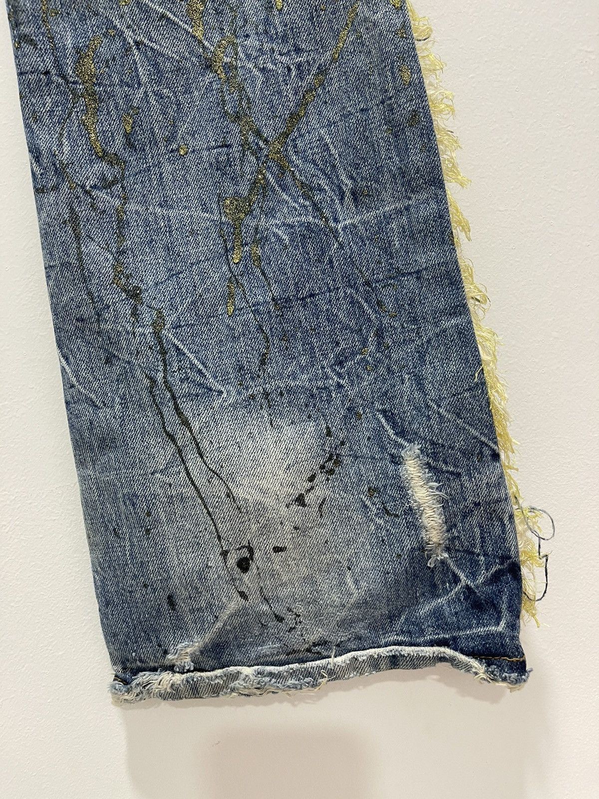 If Six Was Nine × Vintage JAPANESE RIPS SPLATTER GOLD FLARED LEG DISTRESSED JEANS Size US 30 / EU 46 - 13 Thumbnail