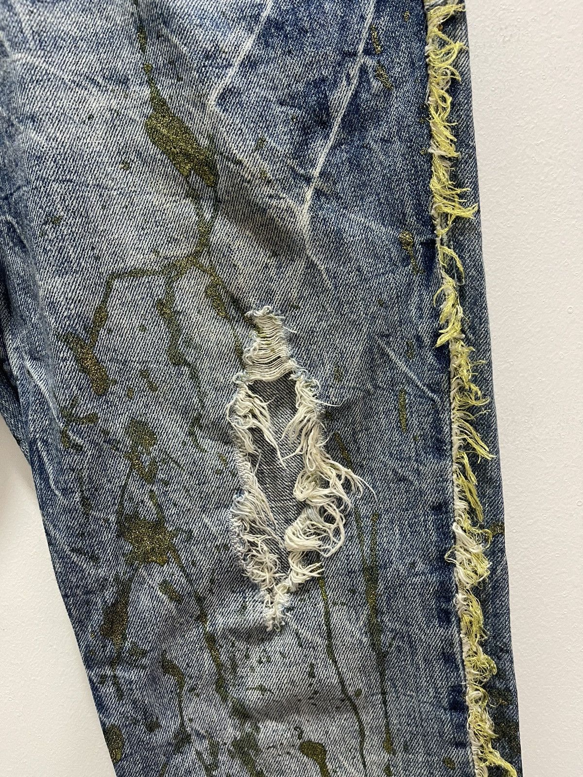 If Six Was Nine × Vintage JAPANESE RIPS SPLATTER GOLD FLARED LEG DISTRESSED JEANS Size US 30 / EU 46 - 6 Thumbnail