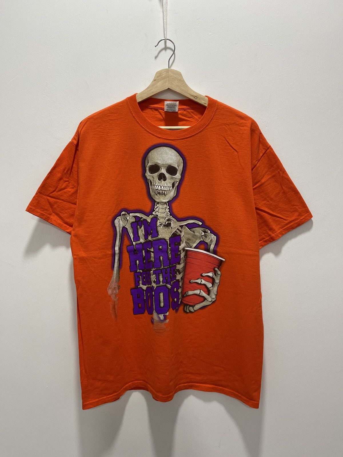 Fruit Of The Loom × Japanese Brand × Vintage Y2K HALLOWEEN I’M HERE FOR THE BOOS SKELETON TEE Size US L / EU 52-54 / 3 - 1 Thumbnail