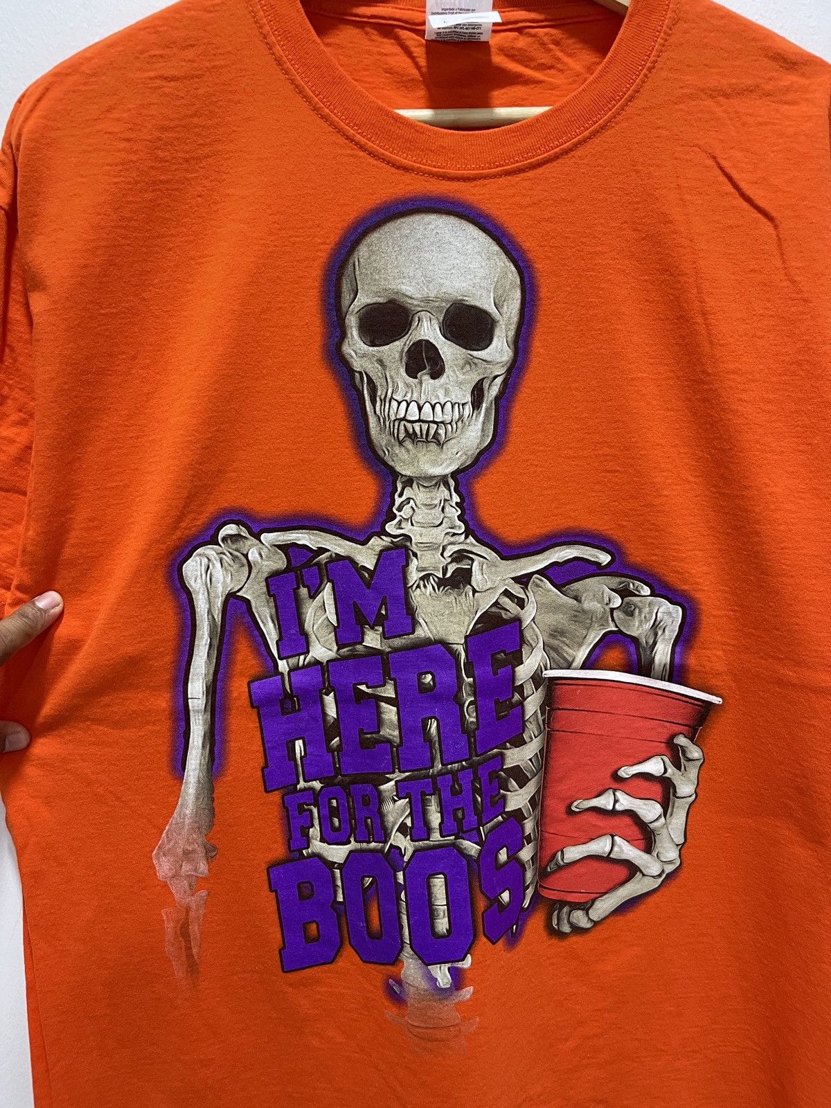 Fruit Of The Loom × Japanese Brand × Vintage Y2K HALLOWEEN I’M HERE FOR THE BOOS SKELETON TEE Size US L / EU 52-54 / 3 - 2 Thumbnail
