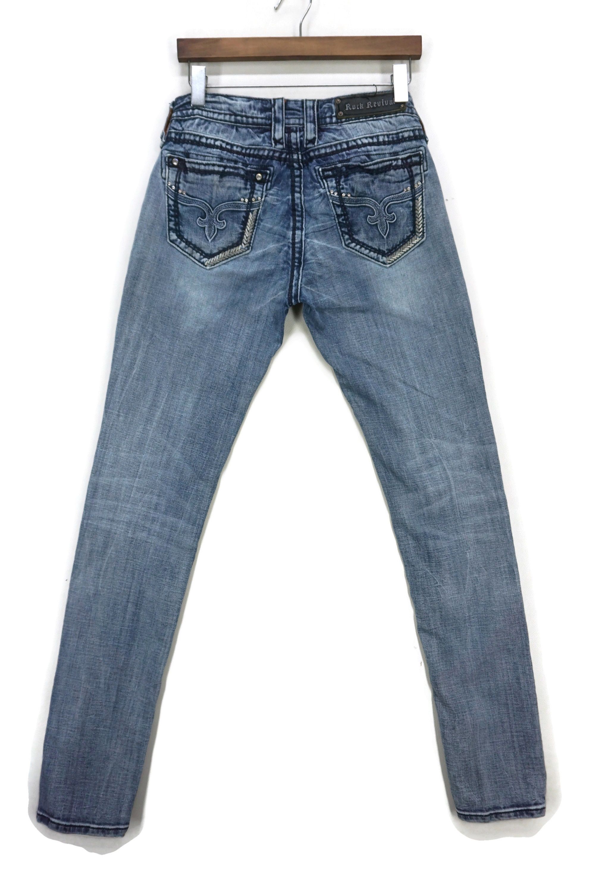 image of Rock Revival x Rockers Skinny Jeans Pamela Embroidered Embellished Pants in Blue, Women's (Size 29)