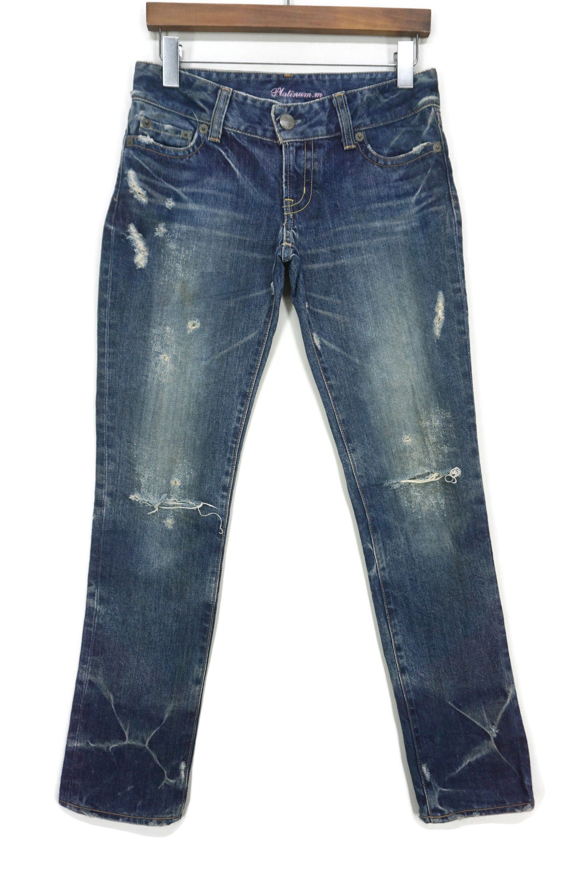image of Skinny Jeans Platinum Moussy Distressed Pants Made In Japan in Blue, Women's (Size 26)