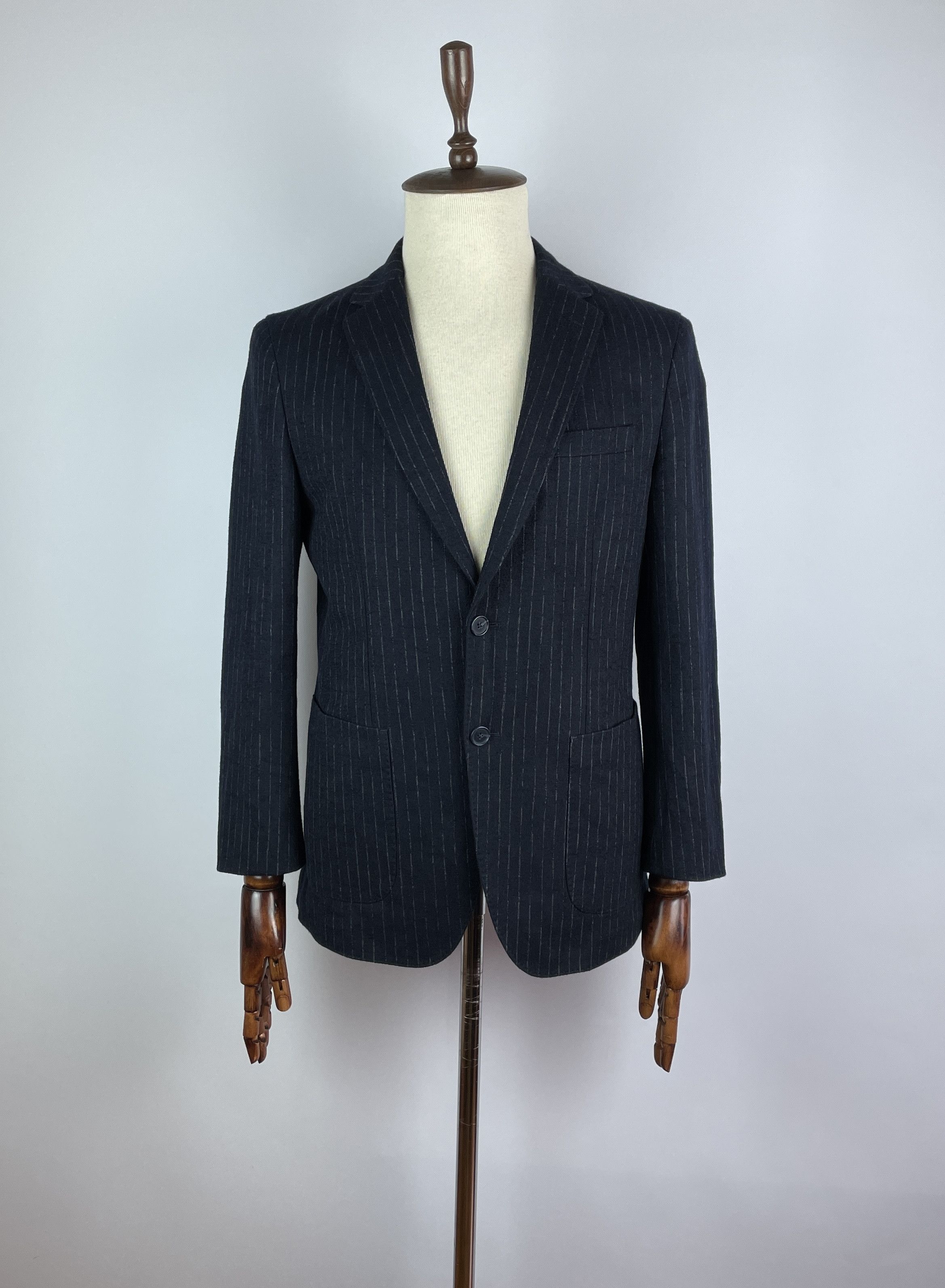 Men`s Tommy Hilfiger Flex Slim Fit Striped Navy Wool Blazer