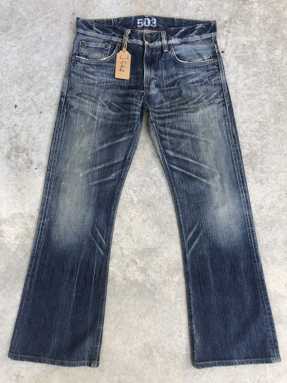 Y2K Edwin 503 Flare Jeans Distressed Jeans
