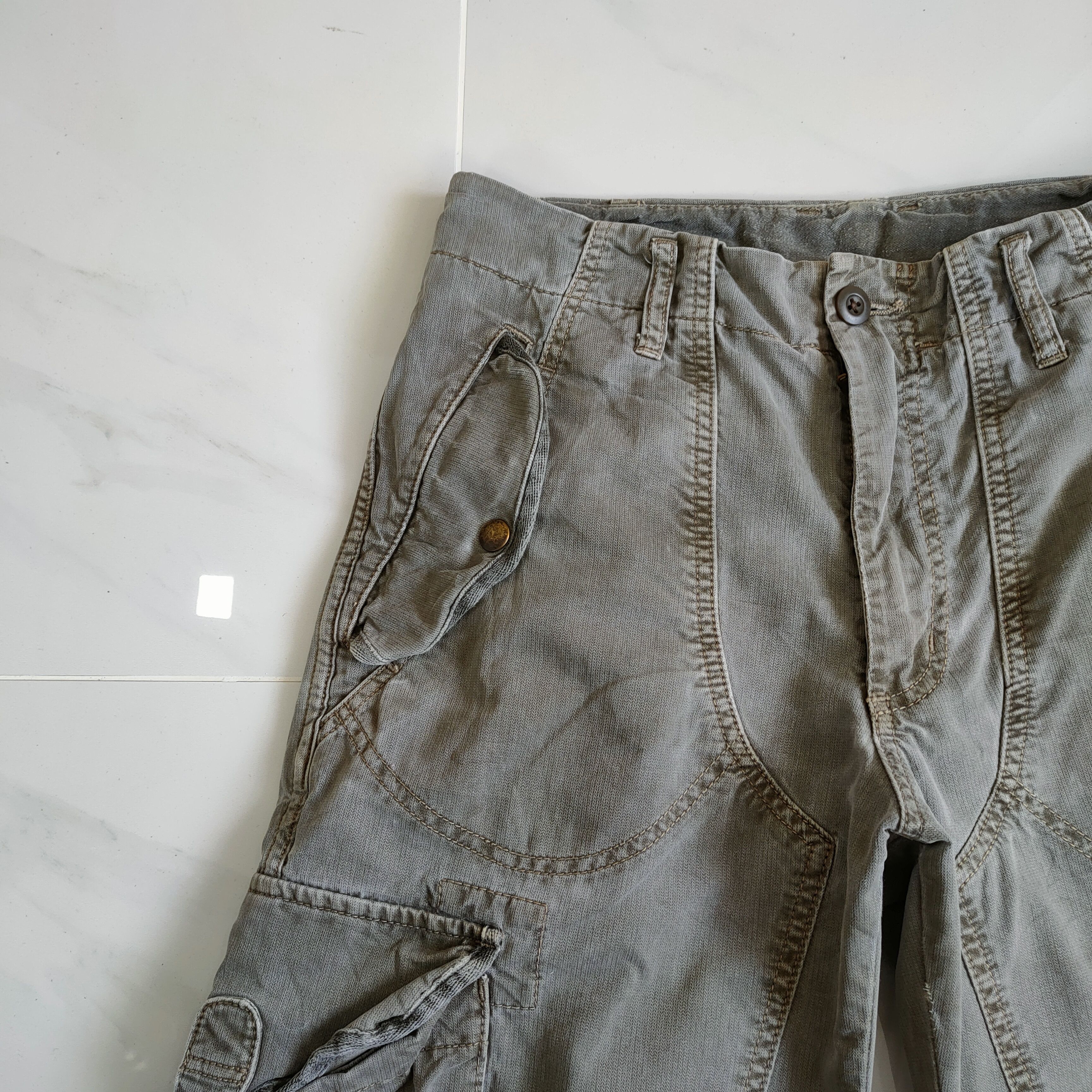 Japanese Brand VINTAGE JAPANESE DOUBLE KNEE FADED CARGO PANTS Size US 30 / EU 46 - 4 Thumbnail