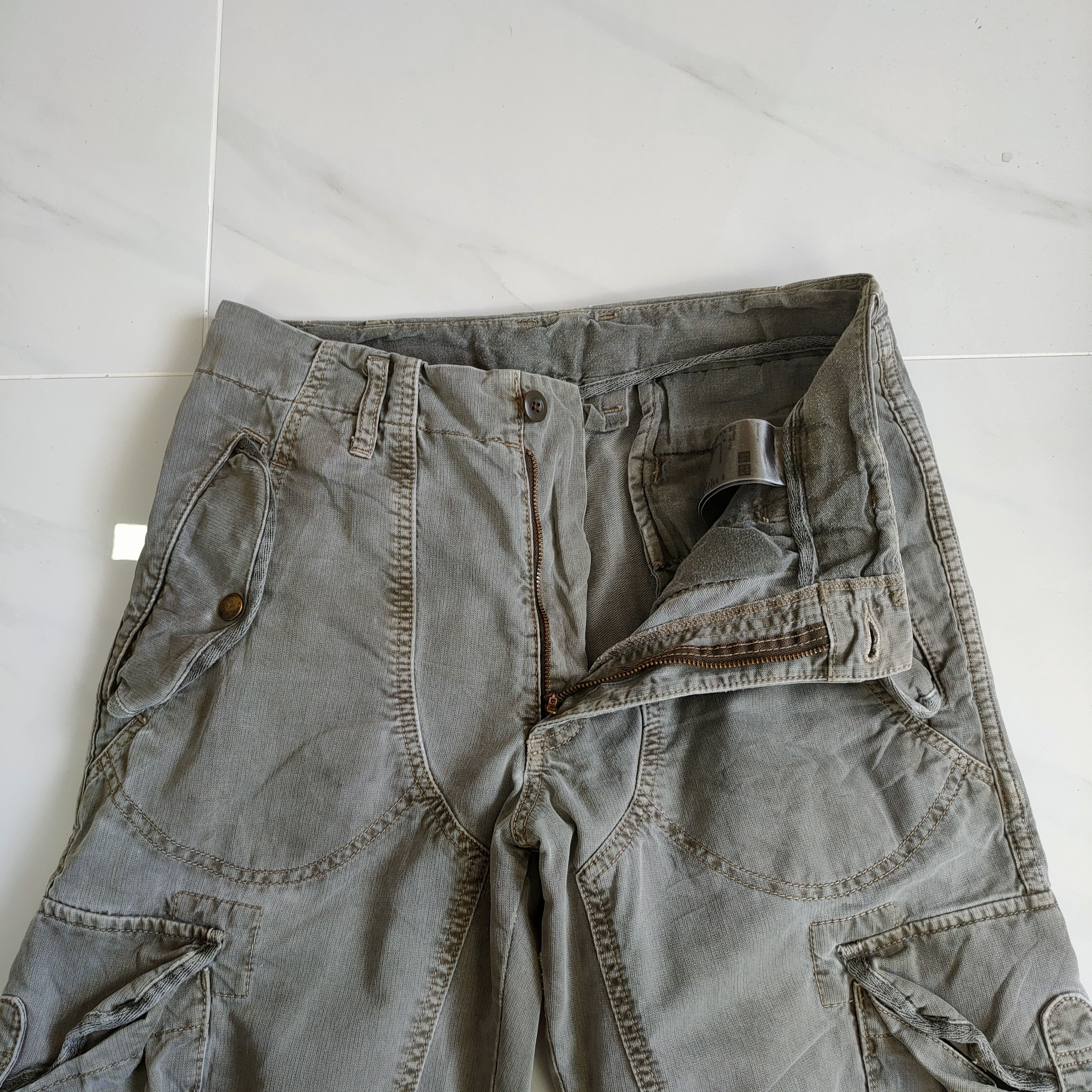Japanese Brand VINTAGE JAPANESE DOUBLE KNEE FADED CARGO PANTS Size US 30 / EU 46 - 9 Thumbnail
