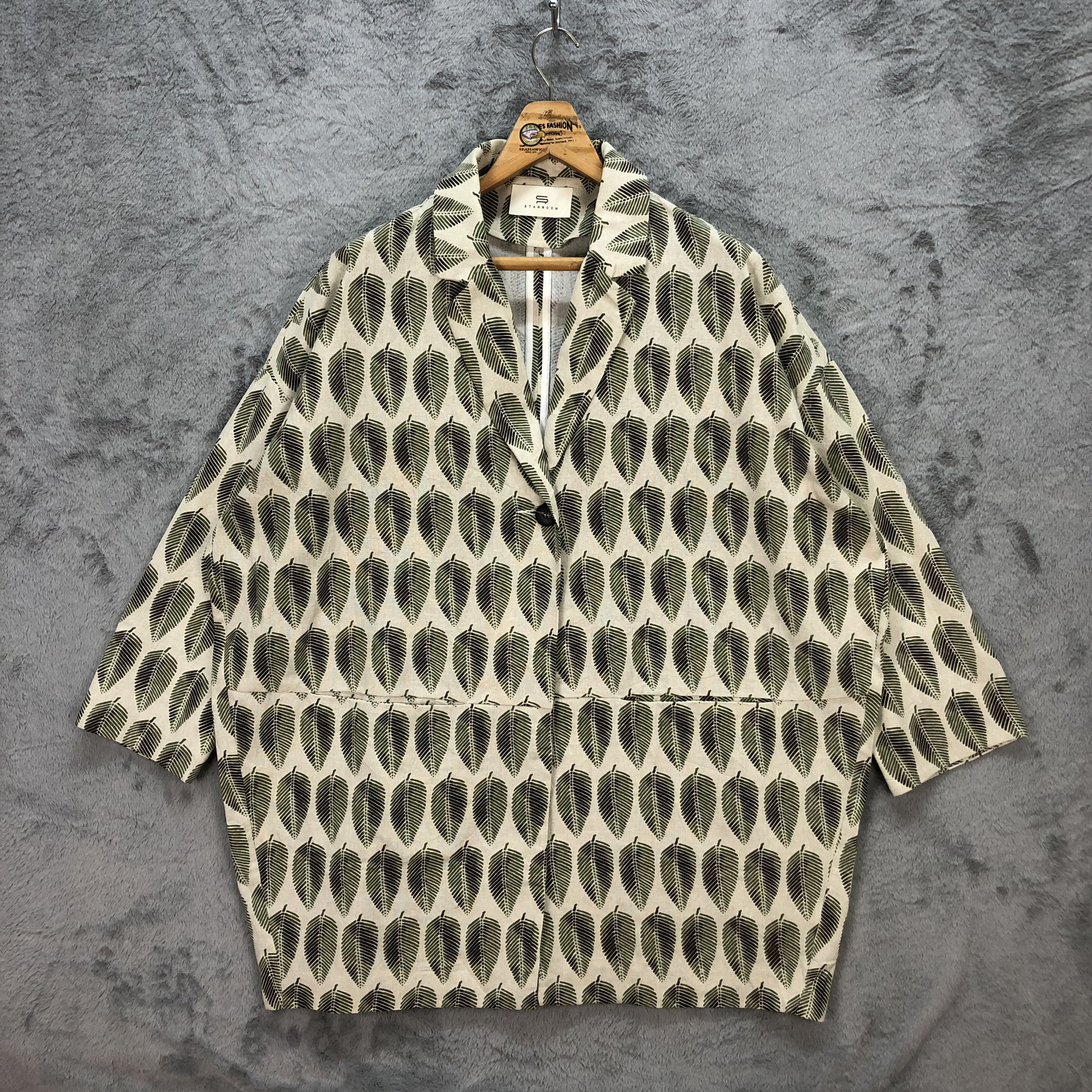 Japanese Brand STARROOM LEAF PRINTED BIG SIZE CARDIGAN / JACKET #5700-203 Size ONE SIZE - 1 Thumbnail