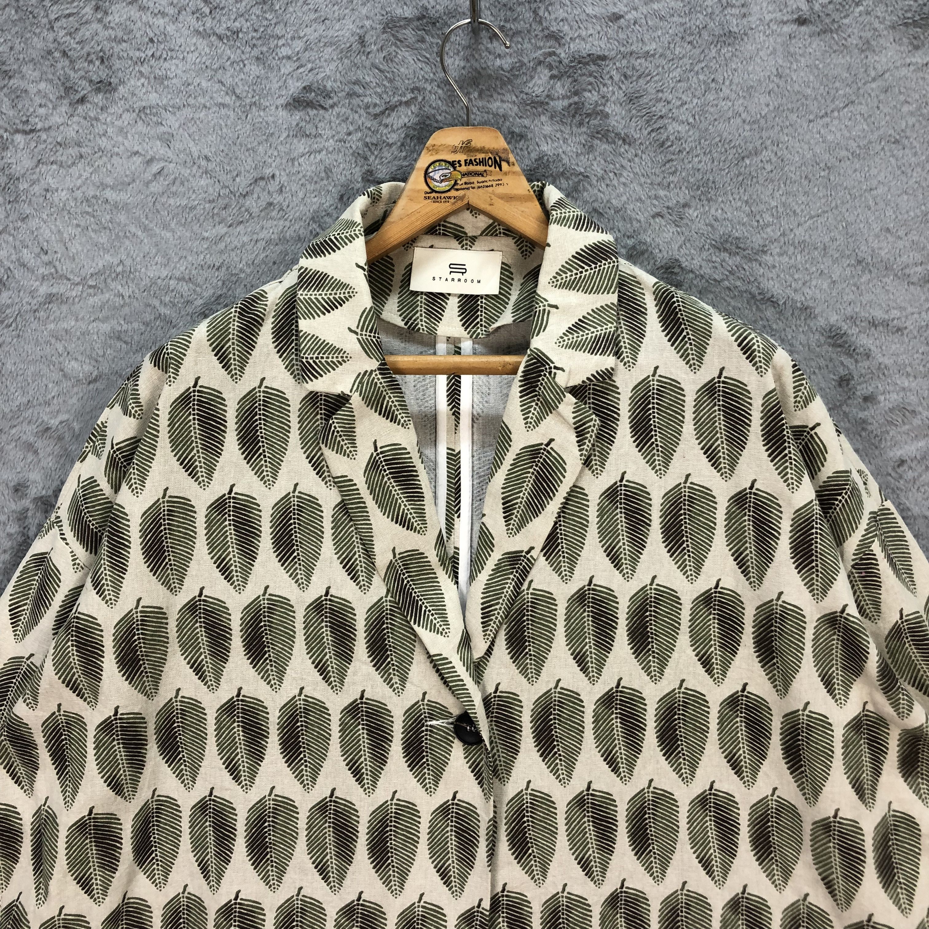 Japanese Brand STARROOM LEAF PRINTED BIG SIZE CARDIGAN / JACKET #5700-203 Size ONE SIZE - 2 Thumbnail