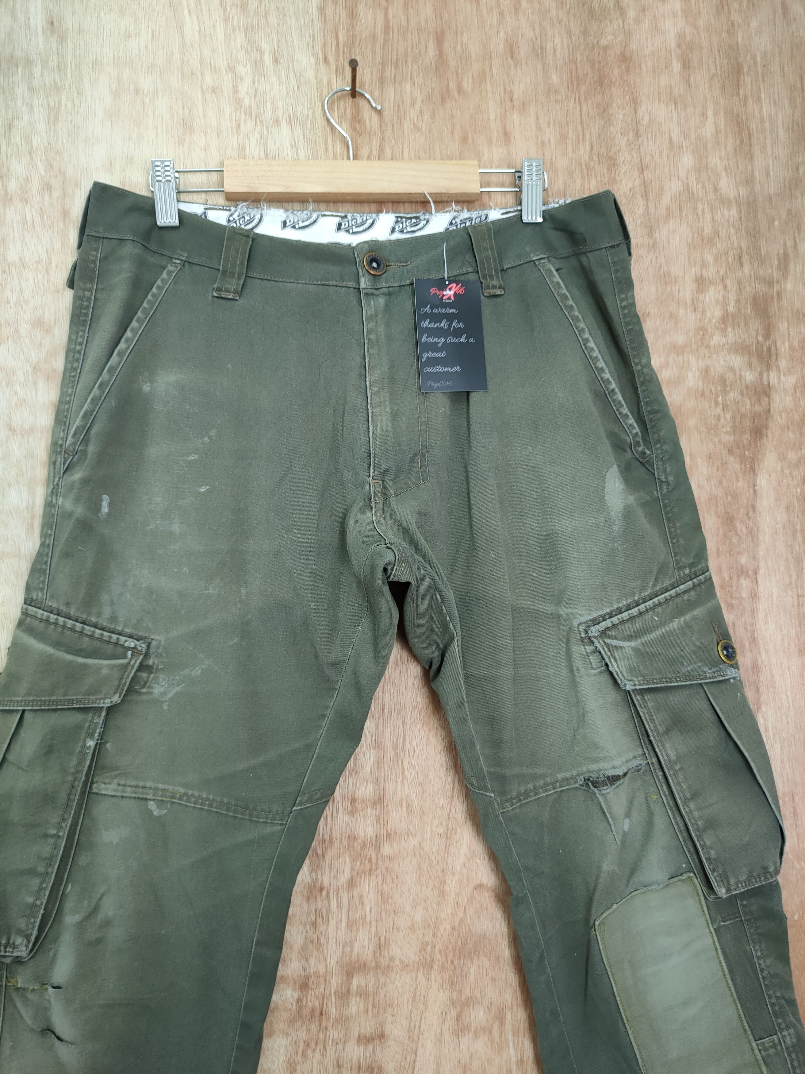 DLL dickies patch distressed cargo pants #46-091DLL