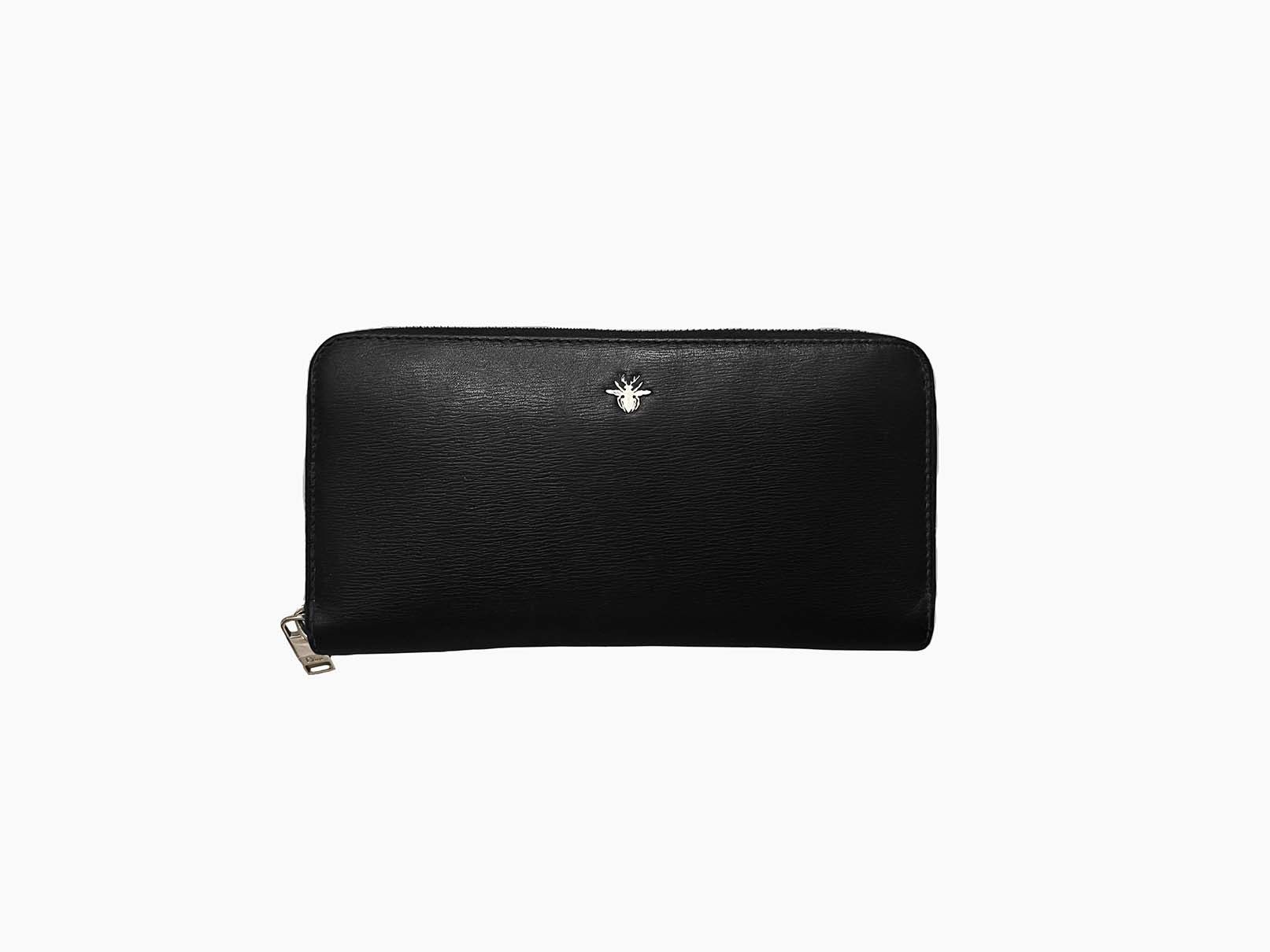 Dior Calfskin Leather Zip Around Wallet