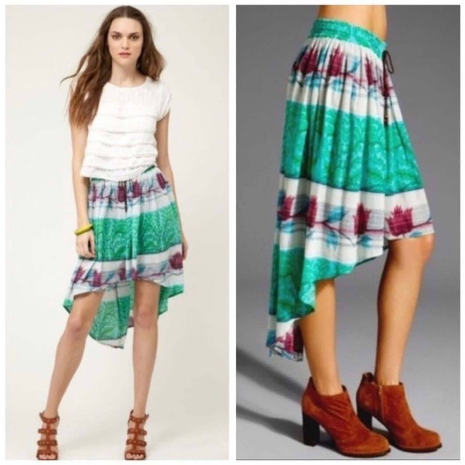 Free People Boho Zen Garden High Low Midi Skirt women size M