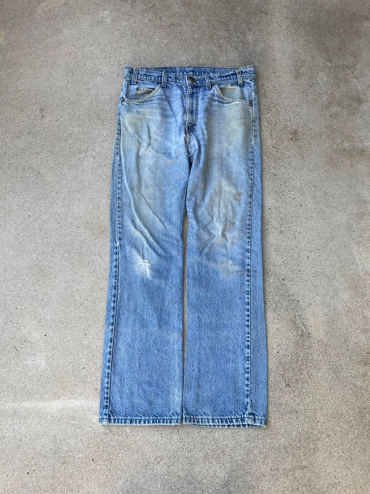 Vintage Vtg 80s Levis 517 Orange Tab Bootcut Distressed Jeans 34x31 Size US 32 / EU 48 - 1 Preview
