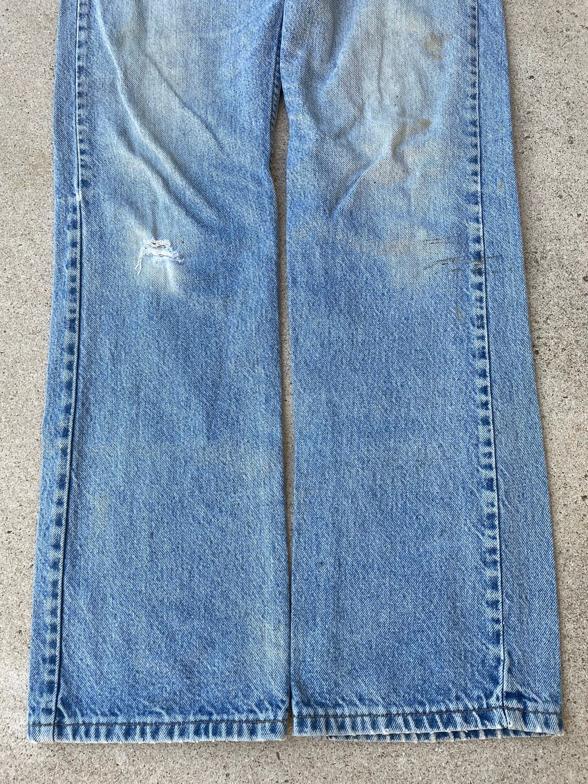 Vintage Vtg 80s Levis 517 Orange Tab Bootcut Distressed Jeans 34x31 Size US 32 / EU 48 - 3 Thumbnail