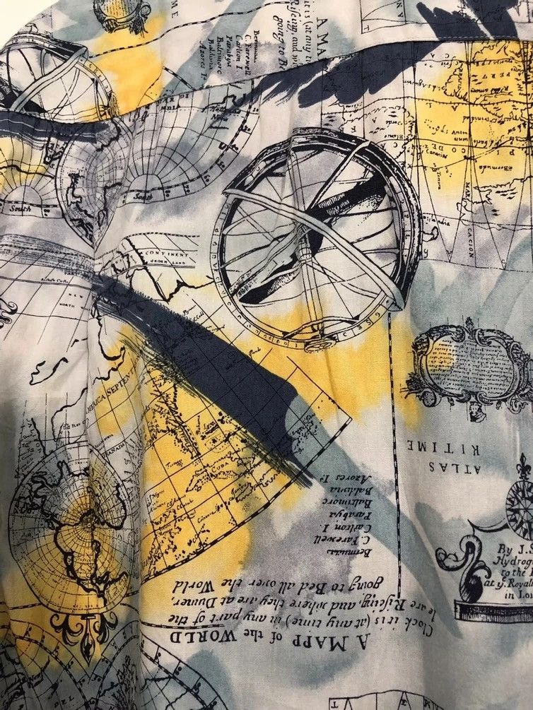 Vintage Vintage Map Motive Hawaiian Aloha Design Shirt Size US L / EU 52-54 / 3 - 8 Thumbnail