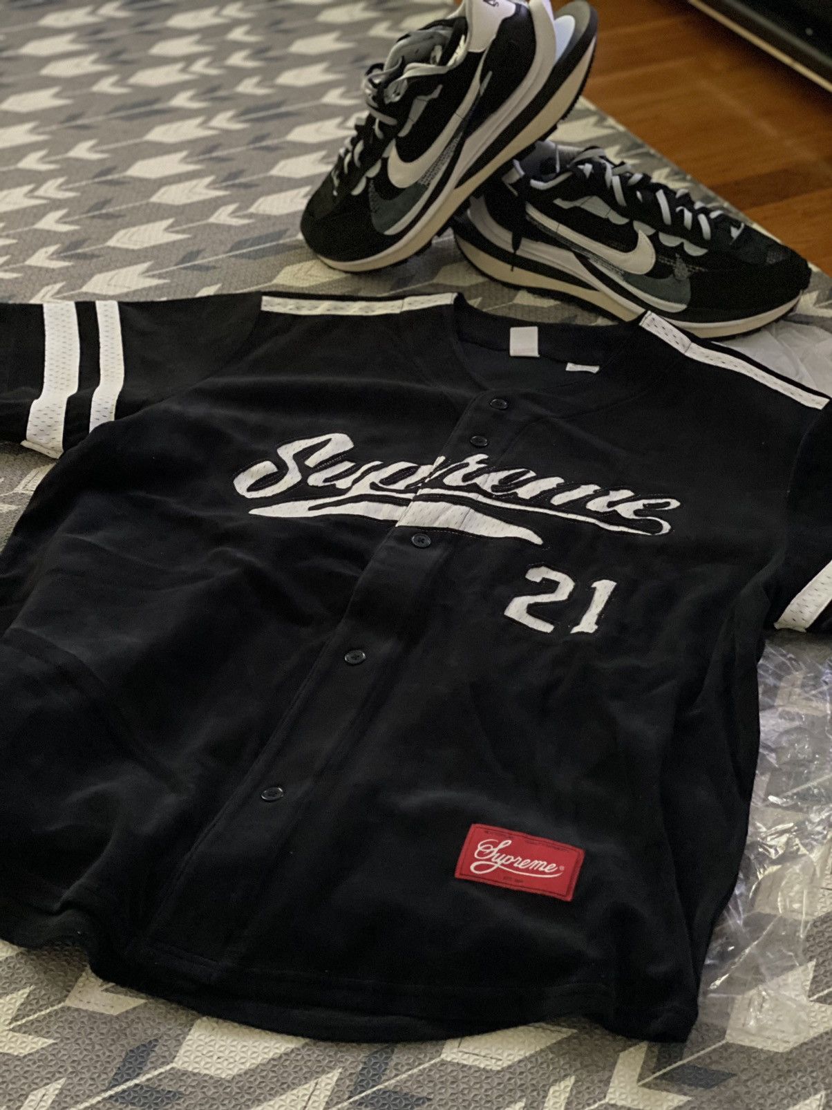 Supreme Supreme Black Velvet Jersey Baseball FW20 Rare DS Boxlogo | Grailed