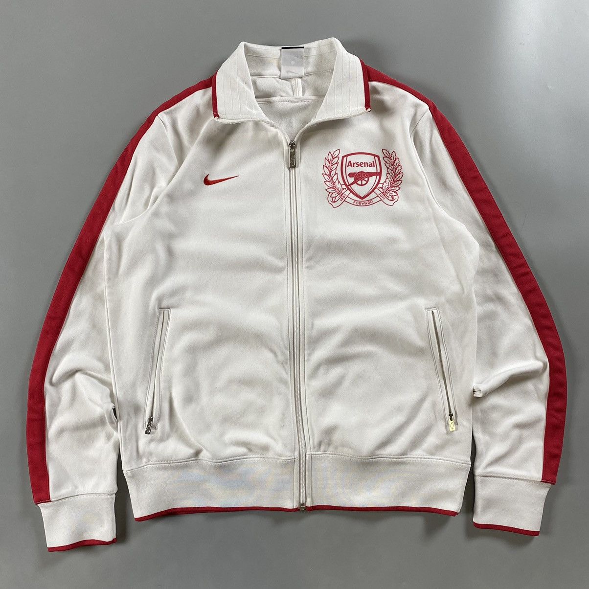 Pre-owned Nike X Soccer Jersey Arsenal London Soccer Track Jacket Nike 2011 Big Logo In White