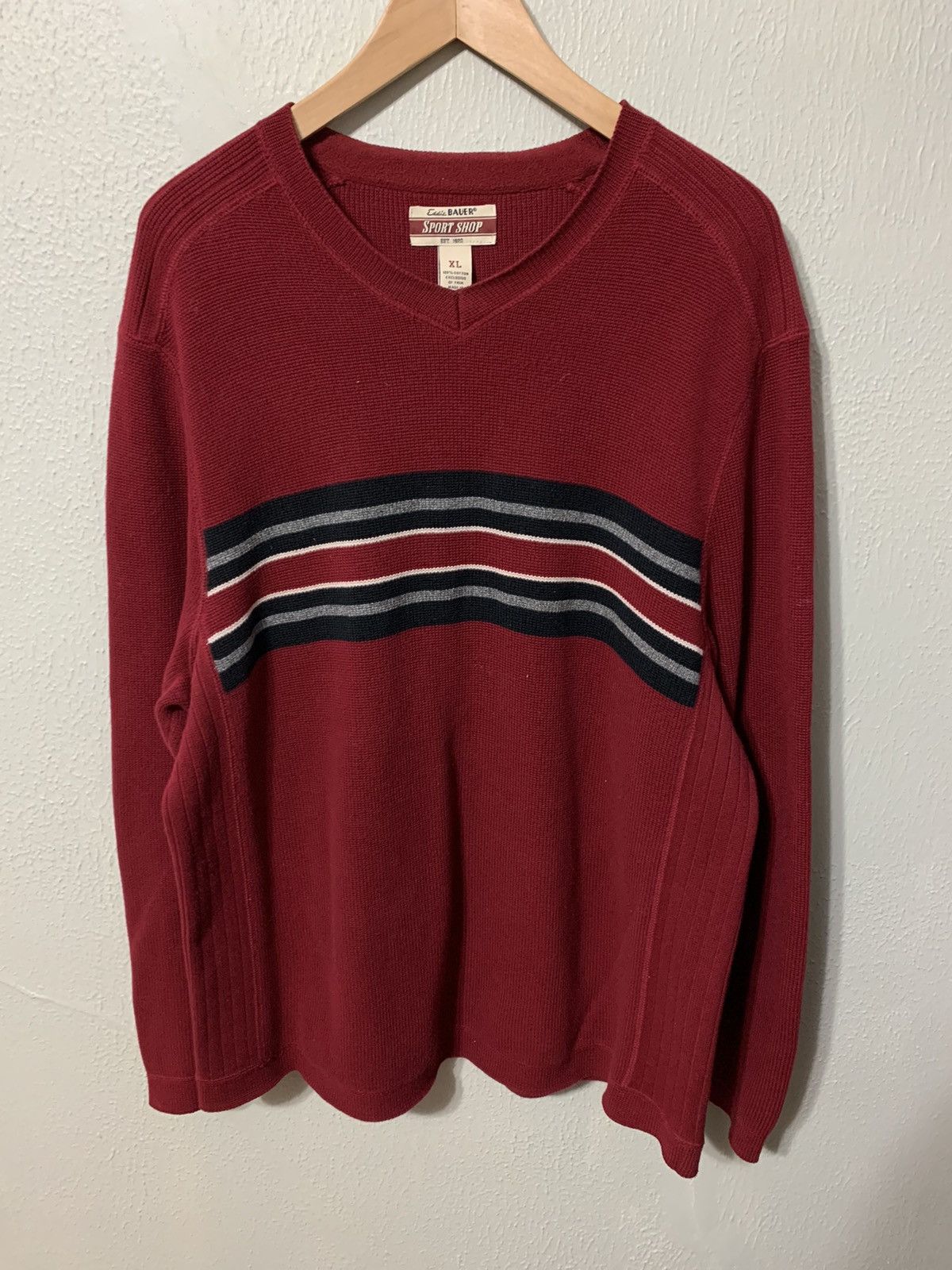 True Vintage Eddie Bauer Outdoors shops Striped Knitted Sweater Made in USA