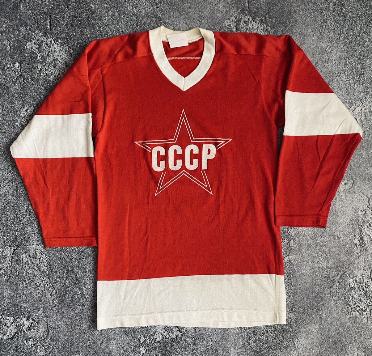 image of Vintage Sandow Knit Hockey Jersey Soviet Union Ussr 70-80’S in Red, Men's (Size Medium)