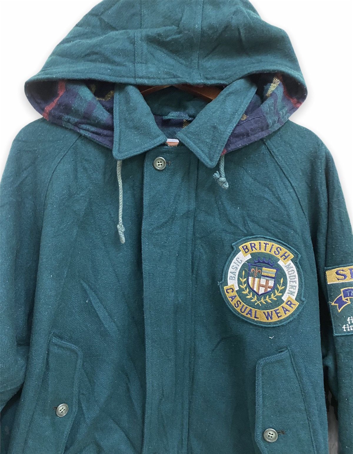 Japanese Brand × Vintage Vintage Japanese Brand Zig Zag Wool Bomber Jacket Hoodie Size US L / EU 52-54 / 3 - 3 Thumbnail
