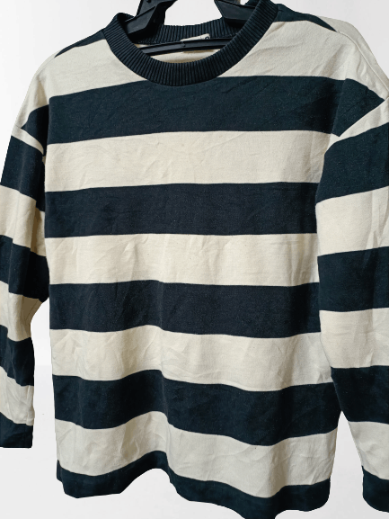 Designer × Issey Miyake × Japanese Brand Vintage Issey Miyake Black White Stripe Sweatshirt Size US M / EU 48-50 / 2 - 3 Thumbnail