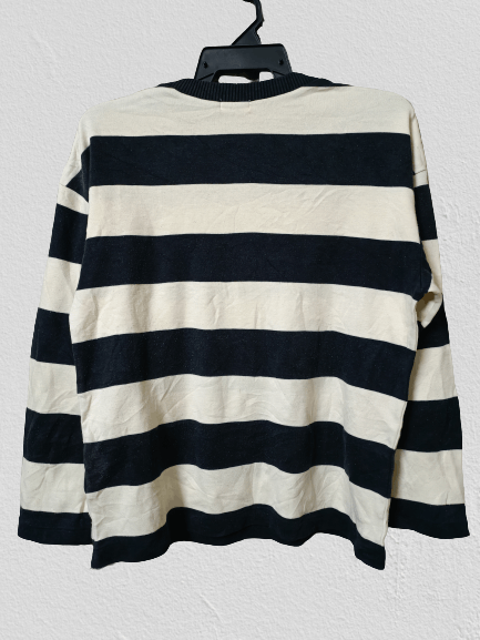 Designer × Issey Miyake × Japanese Brand Vintage Issey Miyake Black White Stripe Sweatshirt Size US M / EU 48-50 / 2 - 2 Thumbnail