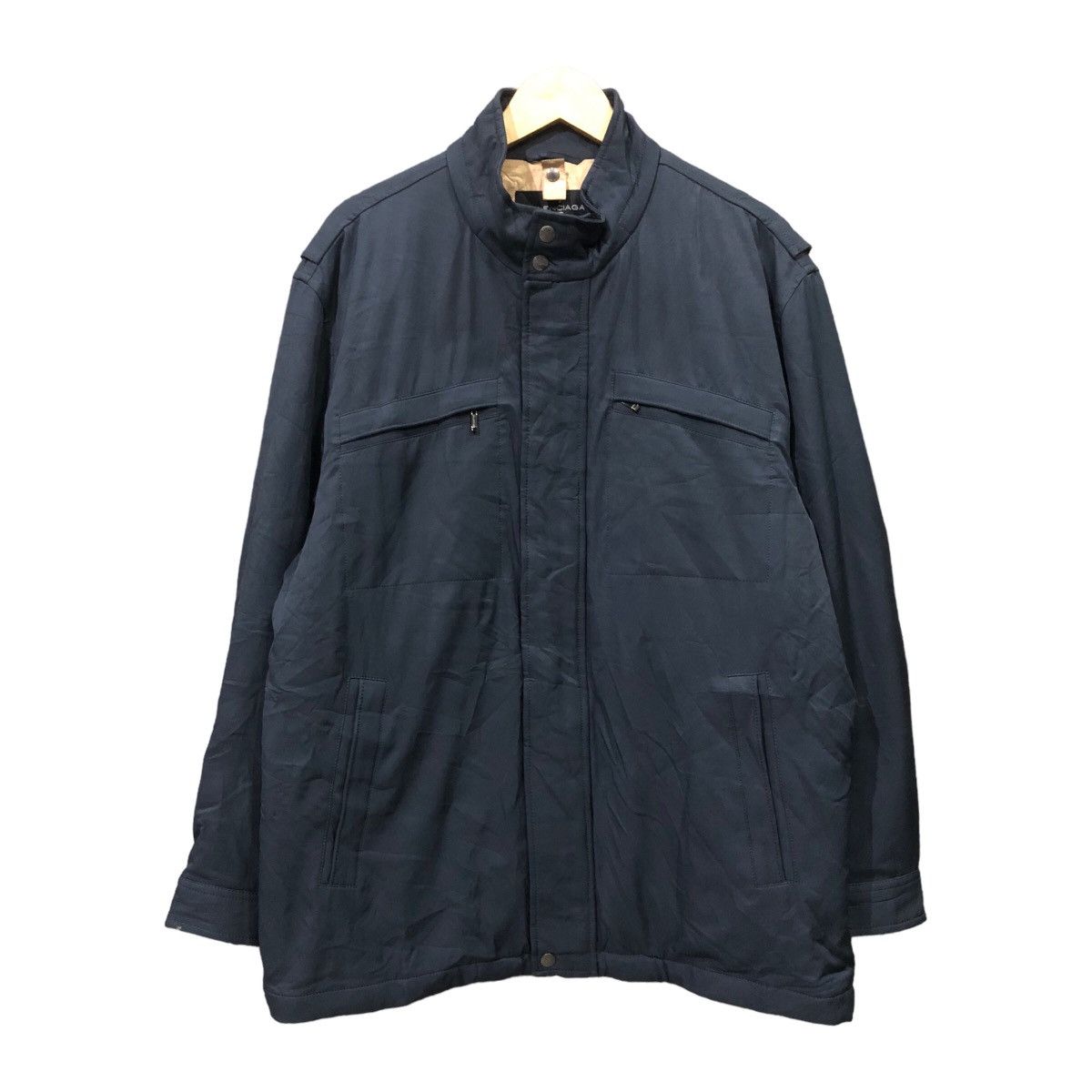 image of Vintage Balenciaga Paris Parka Jacket in Navy, Men's (Size XL)