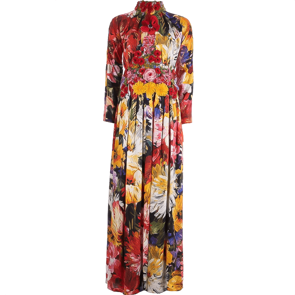 image of Dolce Gabbana Floral Embroidered Silk Maxi Dress, Women's (Size Medium)