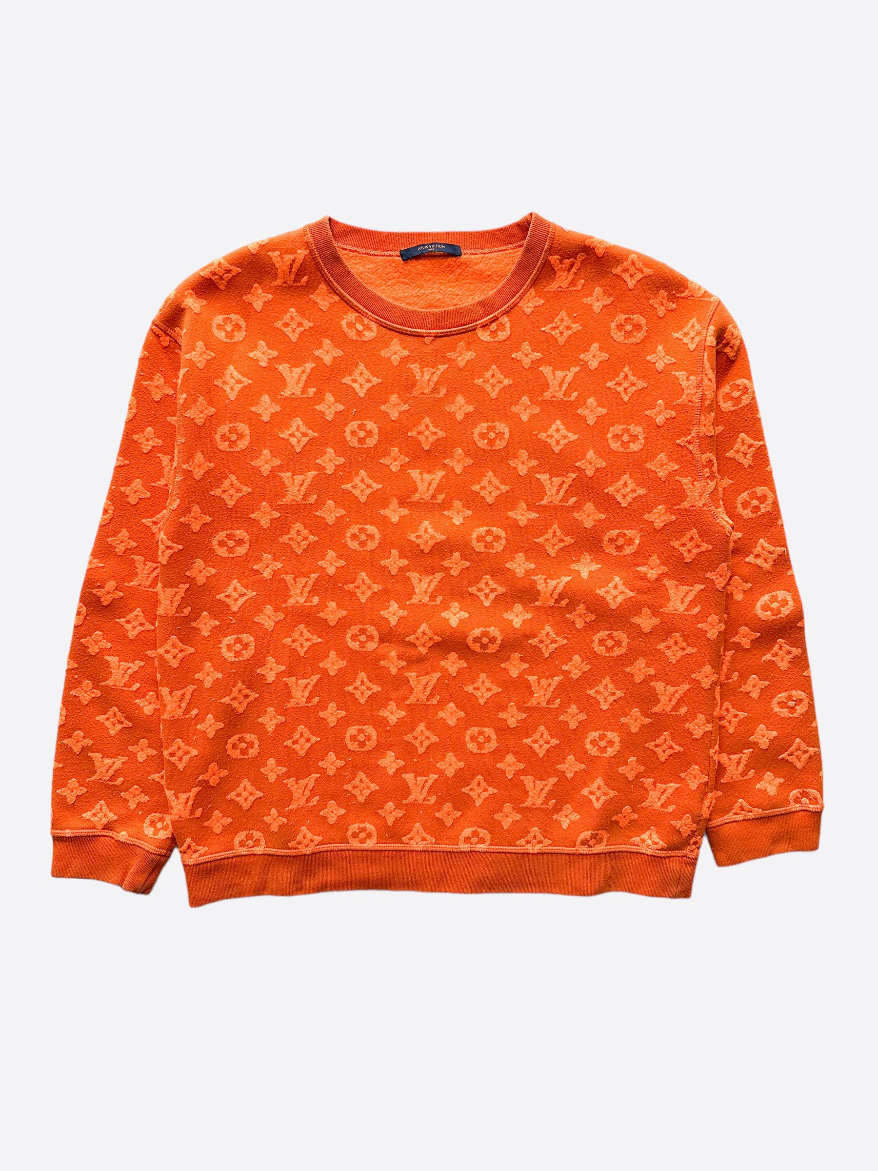 image of Louis Vuitton Orange Monogram Jacquard Sweater, Men's (Size XL)