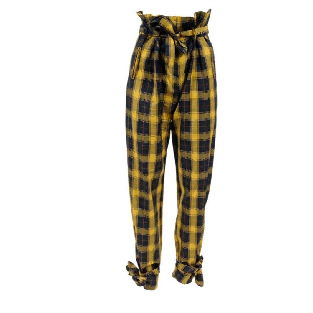 The Attico Yellow Plaid High Waist Pants Size 28" / US 6 / IT 42 - 1 Thumbnail