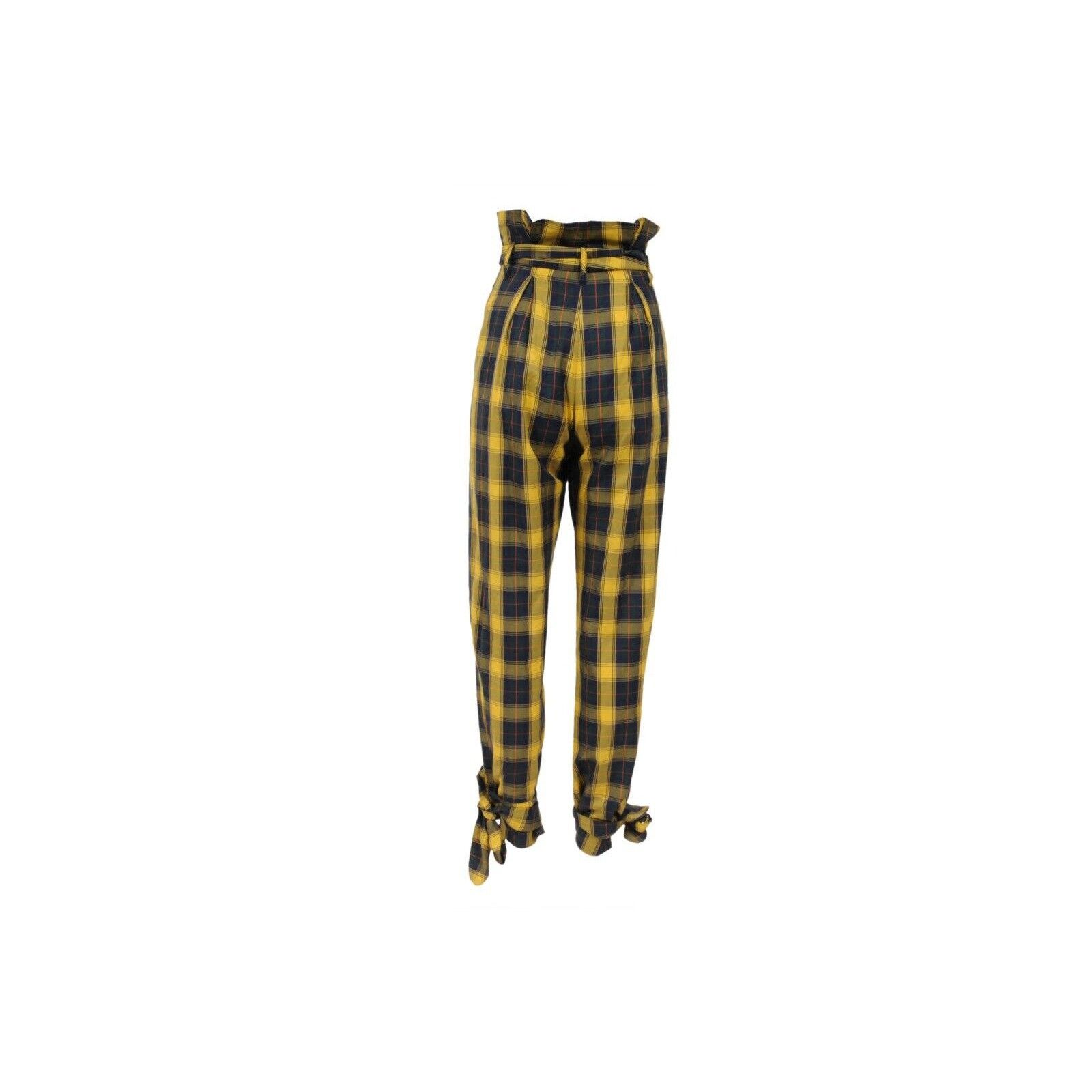 The Attico Yellow Plaid High Waist Pants Size 28" / US 6 / IT 42 - 2 Thumbnail