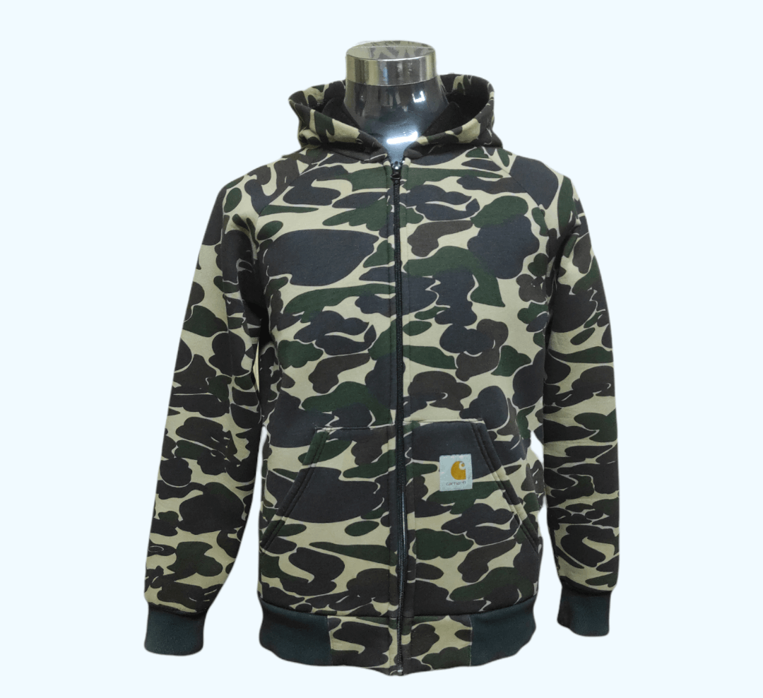 00s archive camouflage fur zip foodie