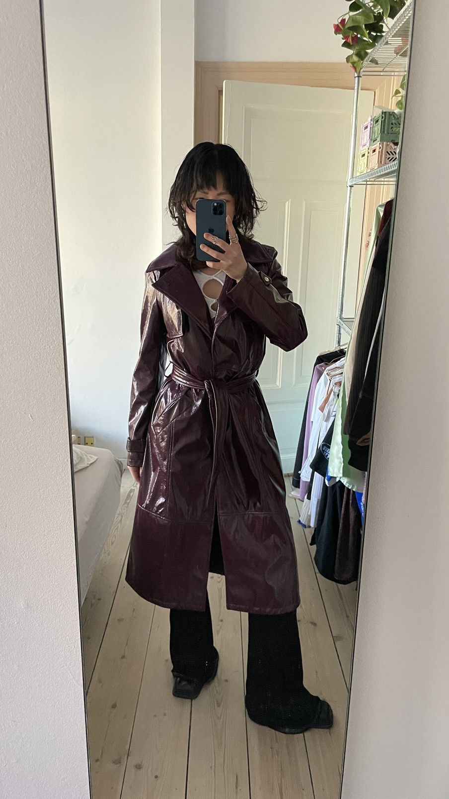 River island vinyl trench coat hot sale