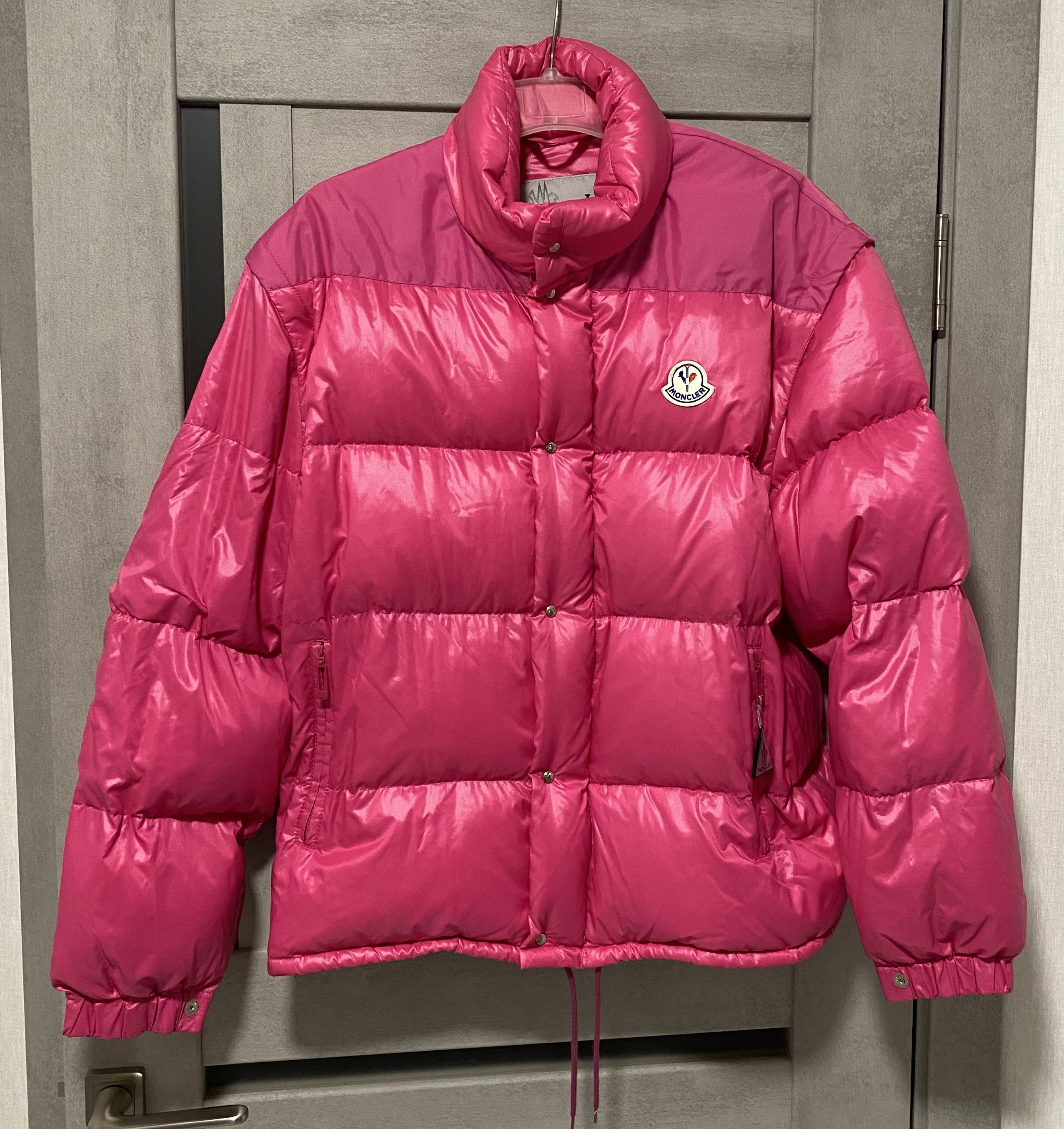 image of Vintage 80's Moncler Transformer Oversized Puffer Jacket in Pink, Women's (Size XL)