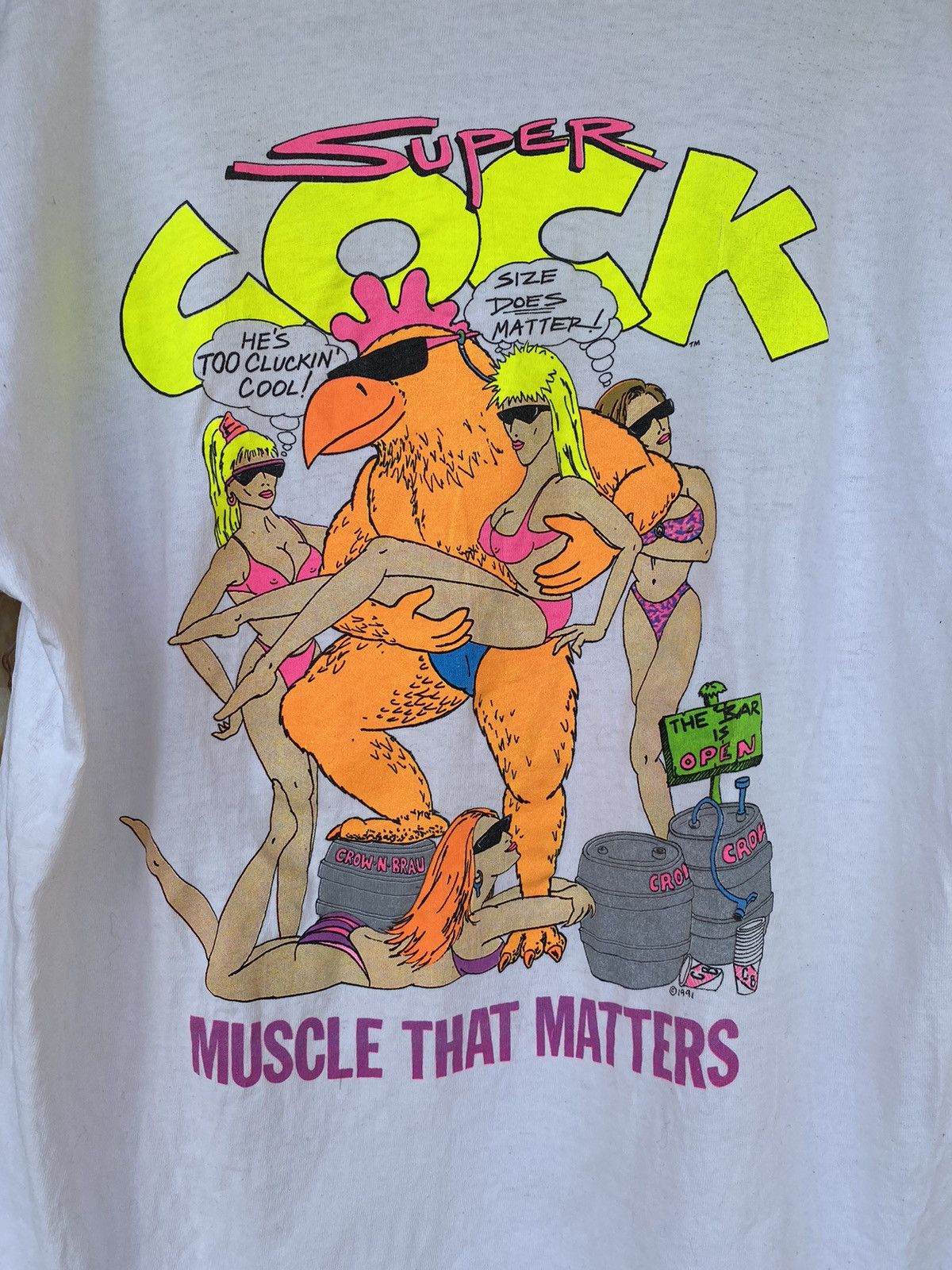 Other 1991 Super Cock vintage sex porno print muscle t-shirt tee Size US L / EU 52-54 / 3 - 3 Thumbnail