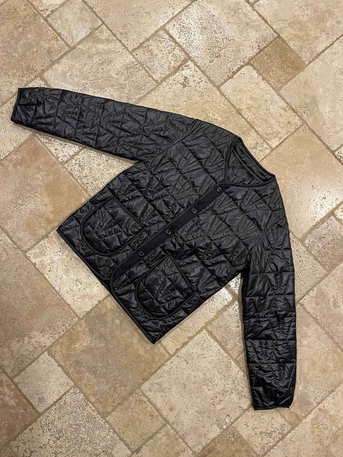 Vlone Vlone V Logo Black Orange Stitched Quilted Runway Jacket Size US L / EU 52-54 / 3 - 5 Thumbnail
